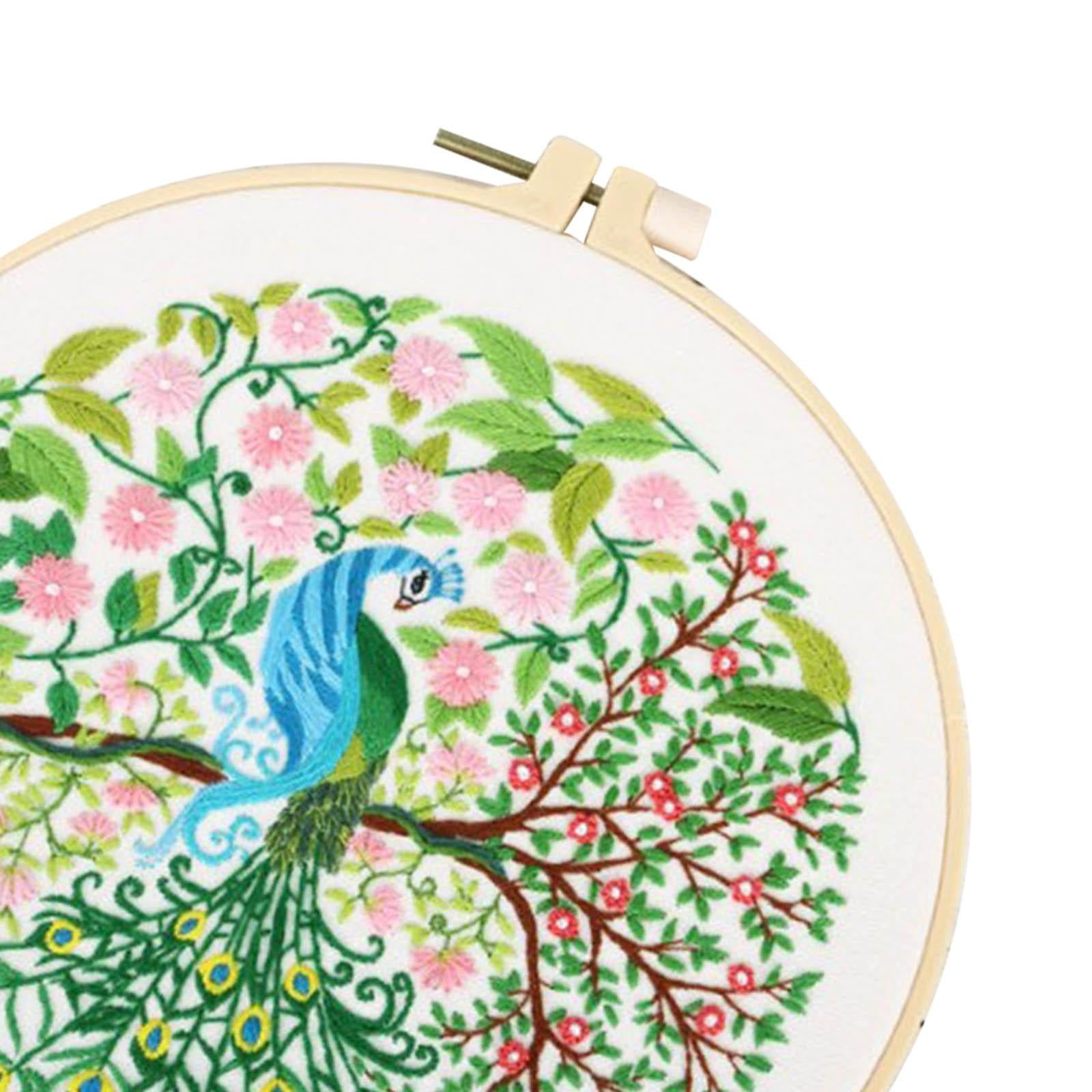 DIY Floral Cross Stitch Kit with Basic Tools Full Embroidery Starter Kits
