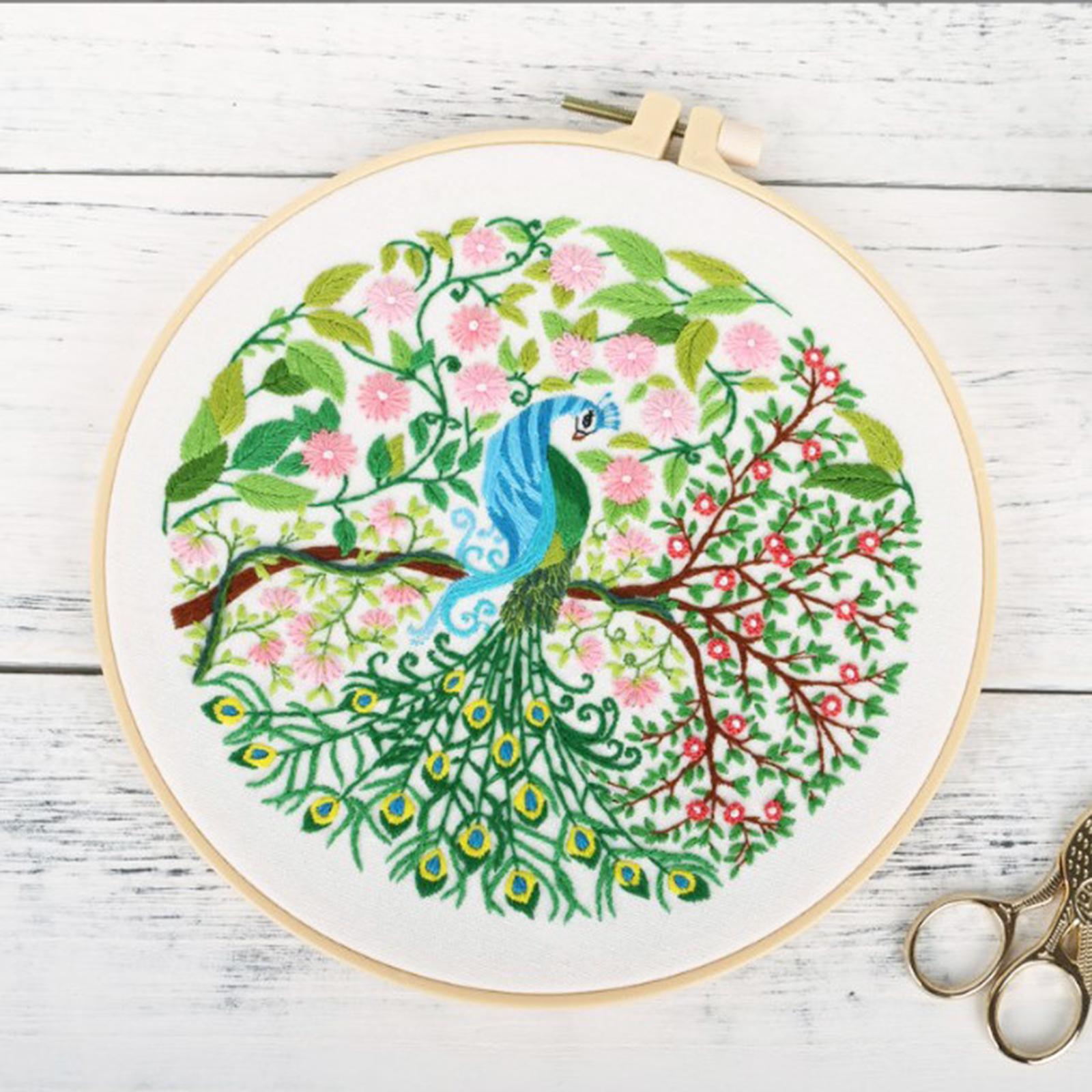 DIY Floral Cross Stitch Kit with Basic Tools Full Embroidery Starter Kits