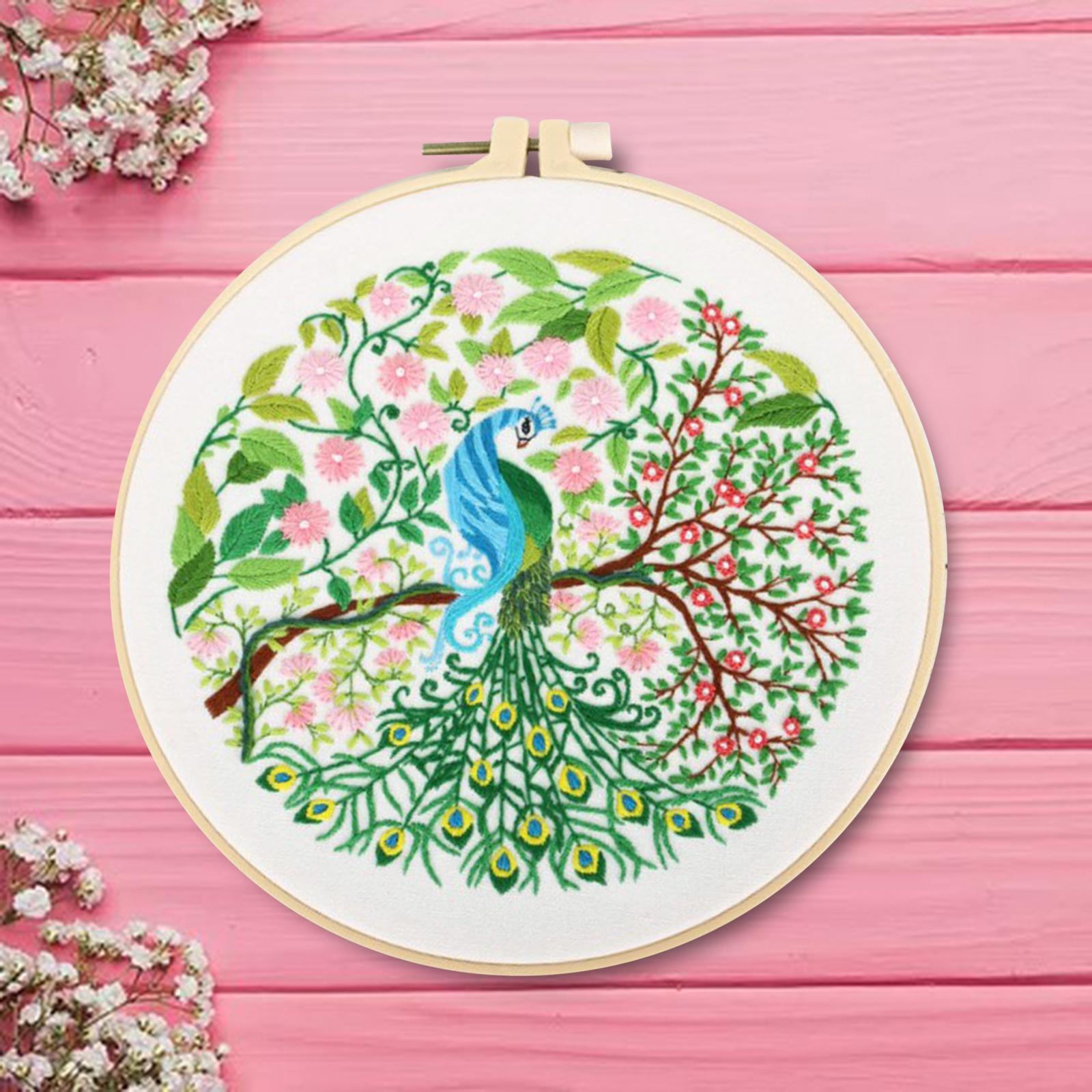 DIY Floral Cross Stitch Kit with Basic Tools Full Embroidery Starter Kits