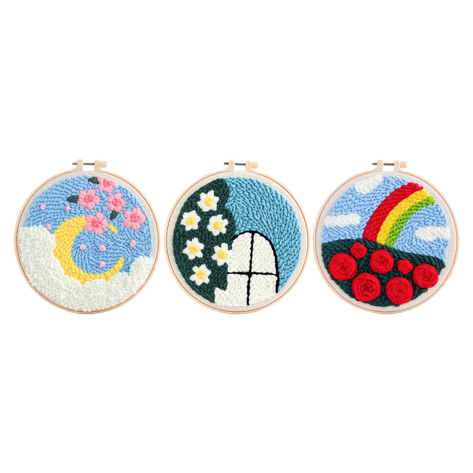 Punch Needle Embroidery Starter Kits DIY Yarn for Adults Beginner Beginner Moon
