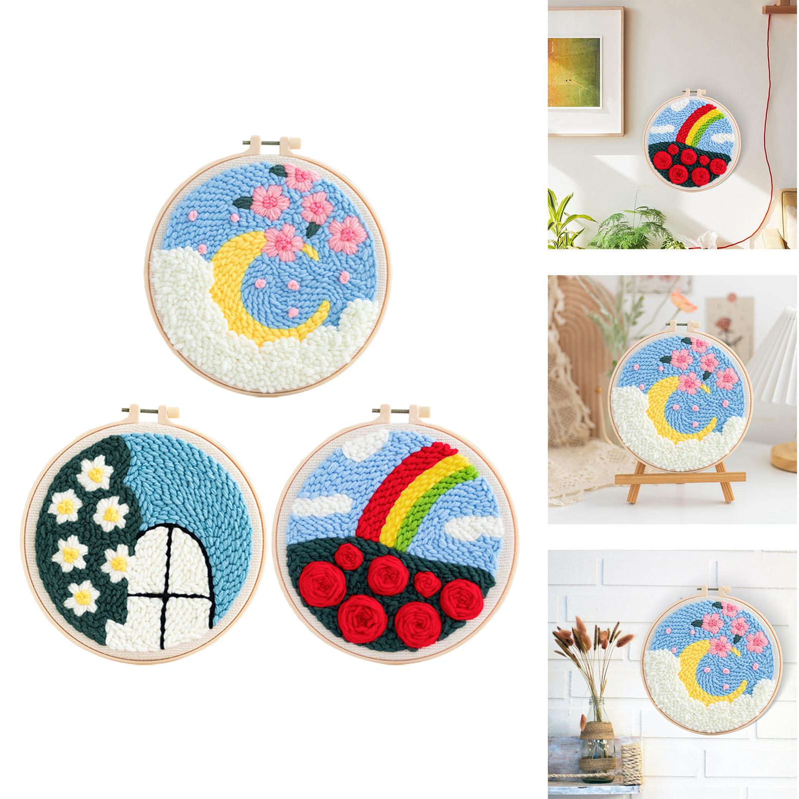 Punch Needle Embroidery Starter Kits DIY Yarn for Adults Beginner Beginner Moon