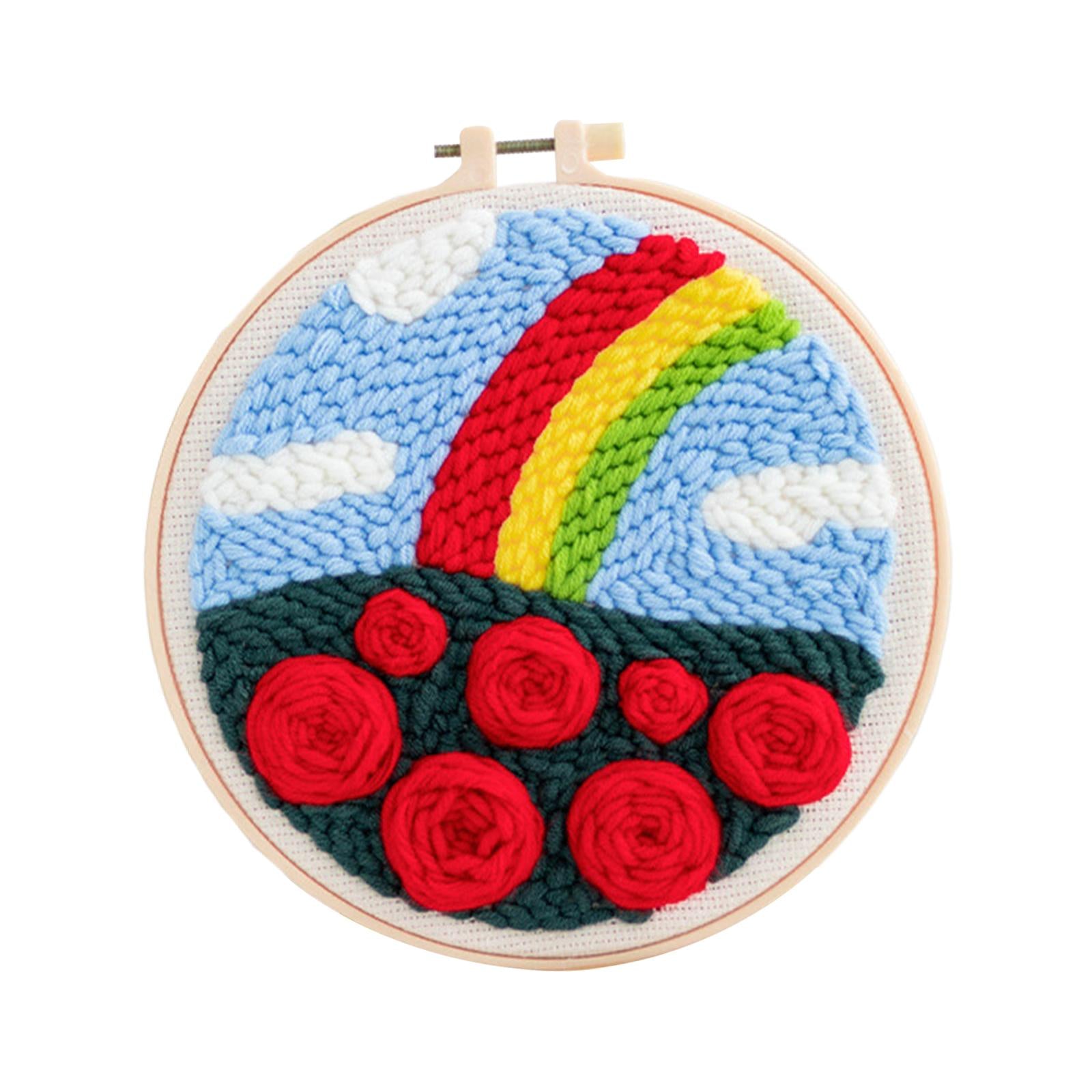 Punch Needle Embroidery Starter Kits DIY Yarn for Adults Beginner Beginner Rainbow
