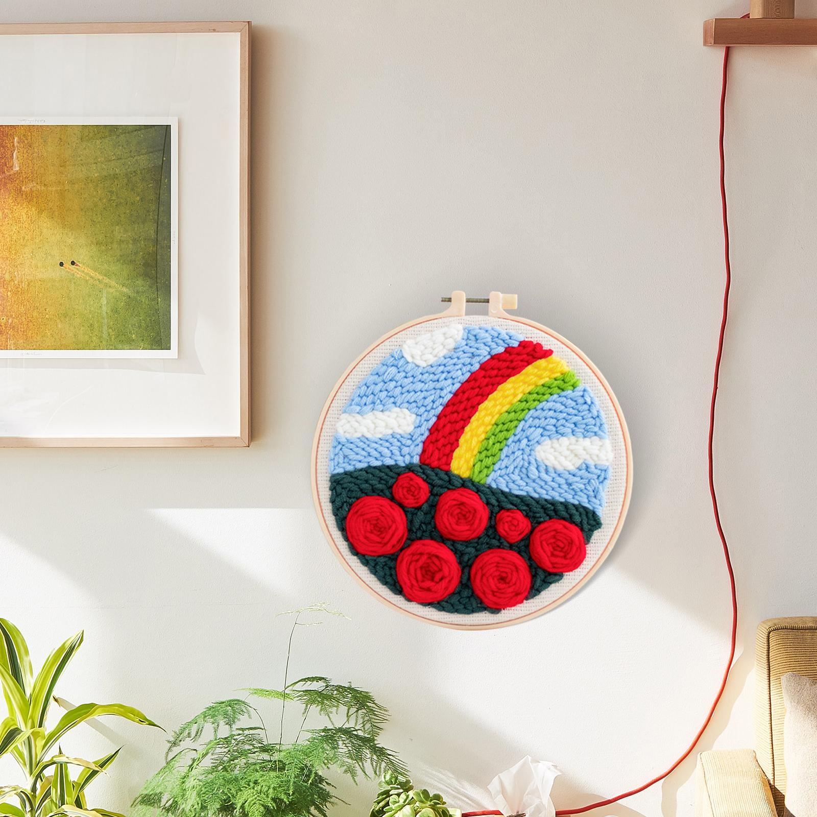 Punch Needle Embroidery Starter Kits DIY Yarn for Adults Beginner Beginner Rainbow