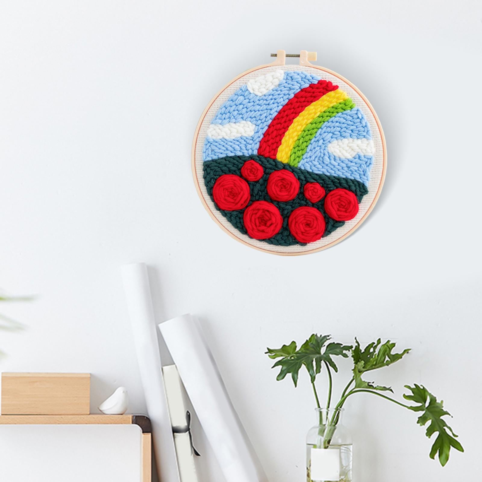 Punch Needle Embroidery Starter Kits DIY Yarn for Adults Beginner Beginner Rainbow