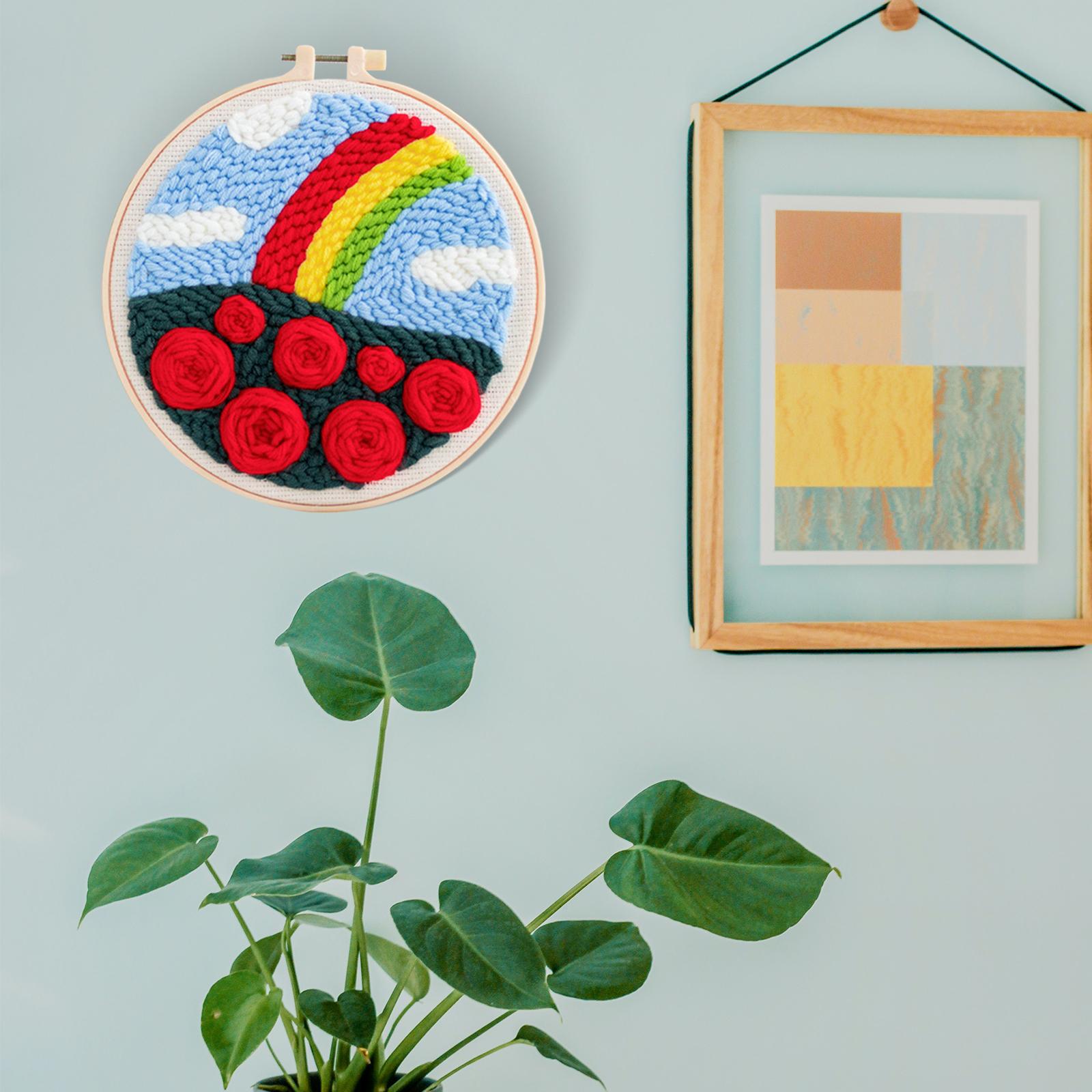 Punch Needle Embroidery Starter Kits DIY Yarn for Adults Beginner Beginner Rainbow