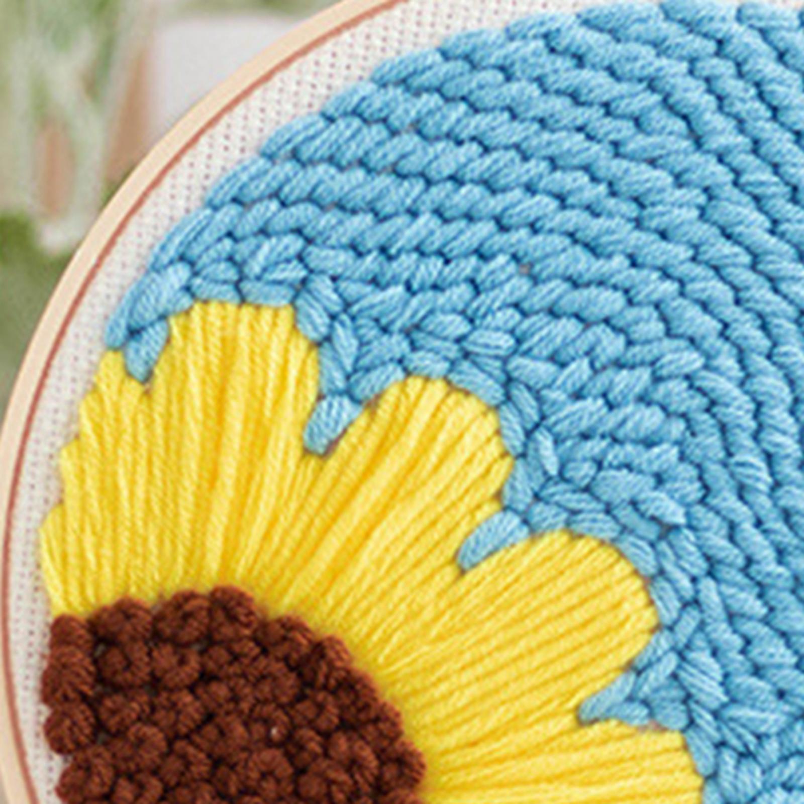 Punch Needle Embroidery Starter Kits Hooking Kit Basic Tools for Beginner Flower