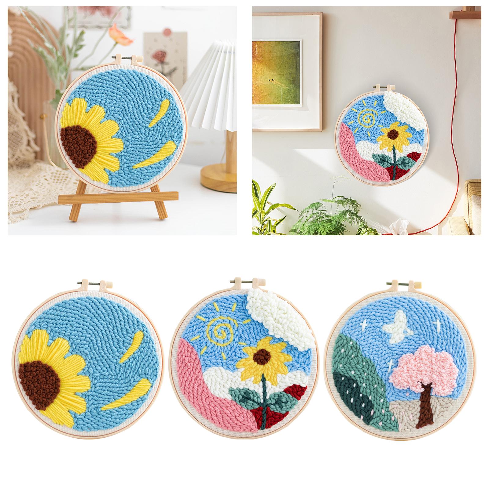 Punch Needle Embroidery Starter Kits Hooking Kit Basic Tools for Beginner Flower