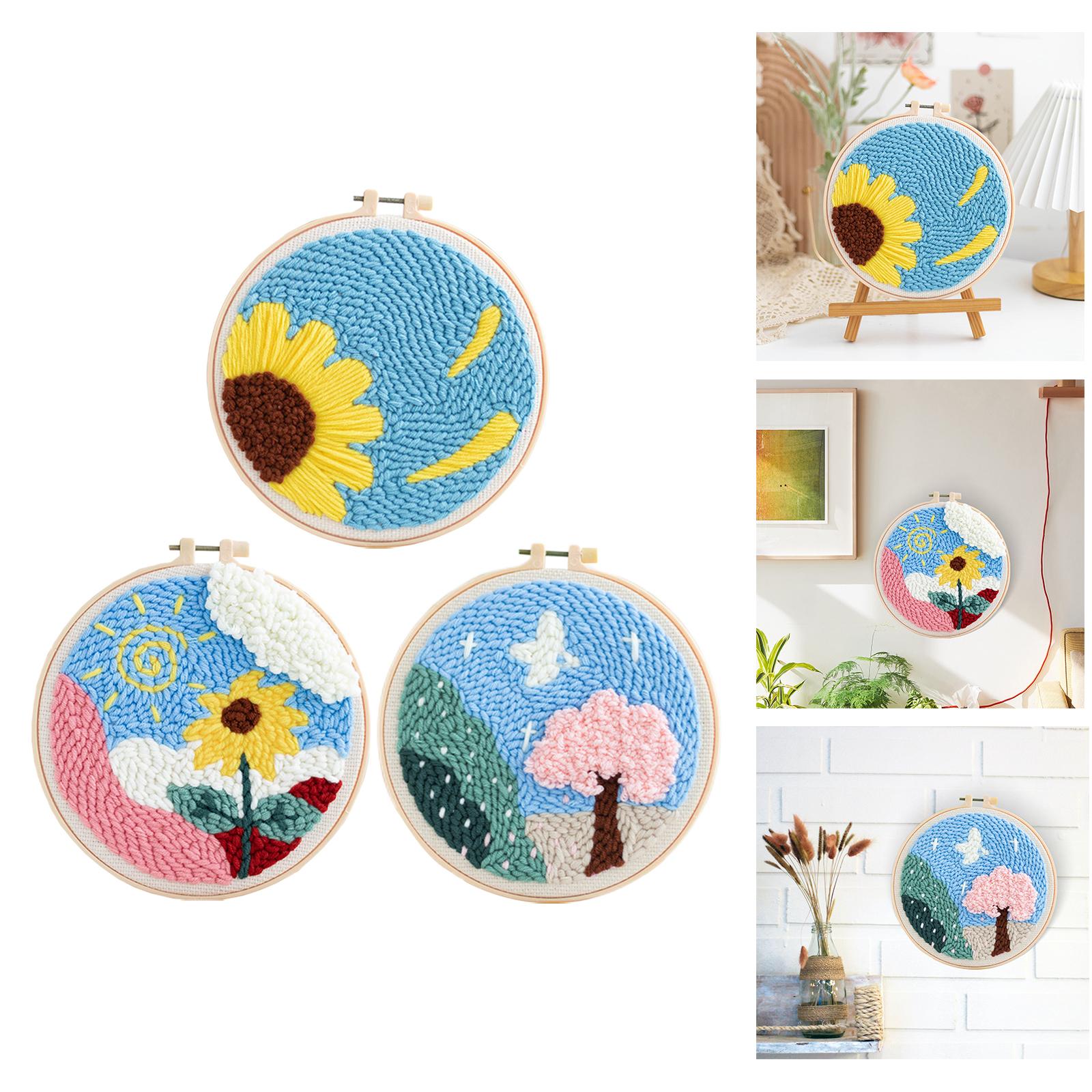 Punch Needle Embroidery Starter Kits Hooking Kit Basic Tools for Beginner Flower