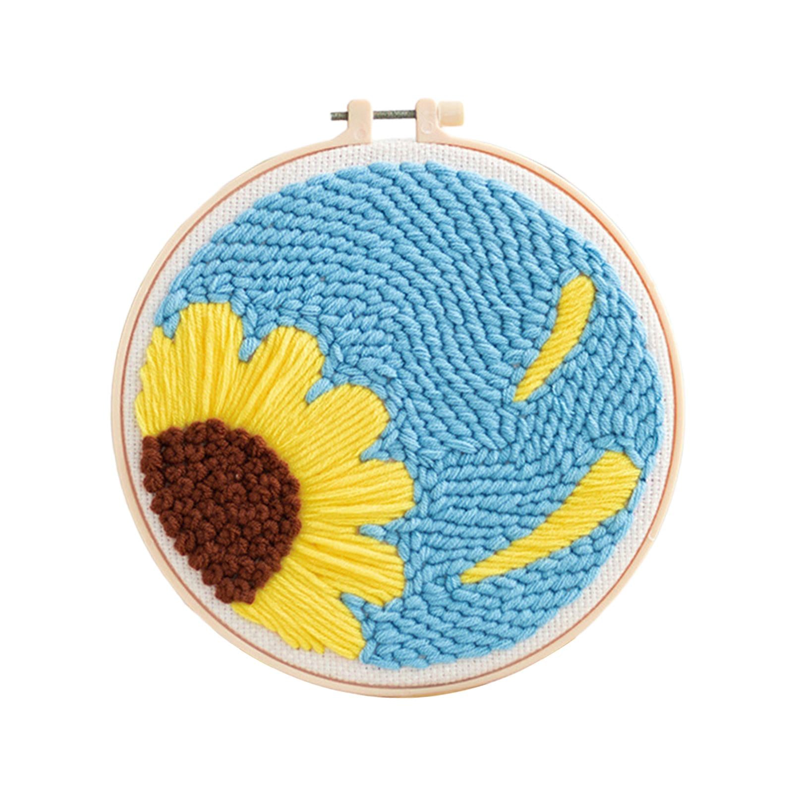 Punch Needle Embroidery Starter Kits Hooking Kit Basic Tools for Beginner Flower