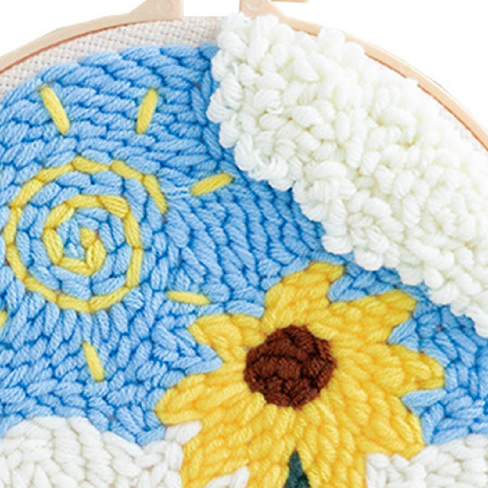 Punch Needle Embroidery Starter Kits Hooking Kit Basic Tools for Beginner Sunflower