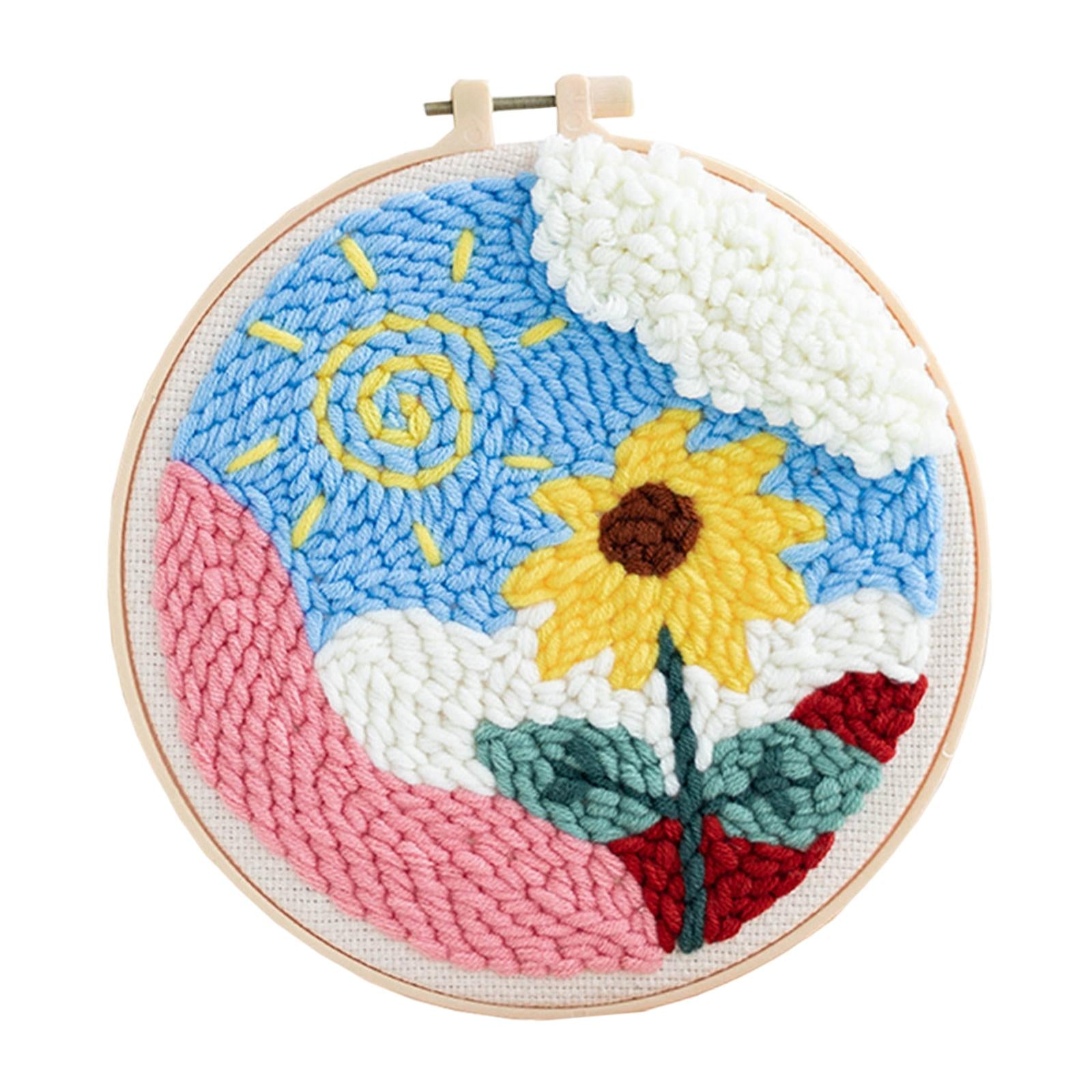 Punch Needle Embroidery Starter Kits Hooking Kit Basic Tools for Beginner Sunflower