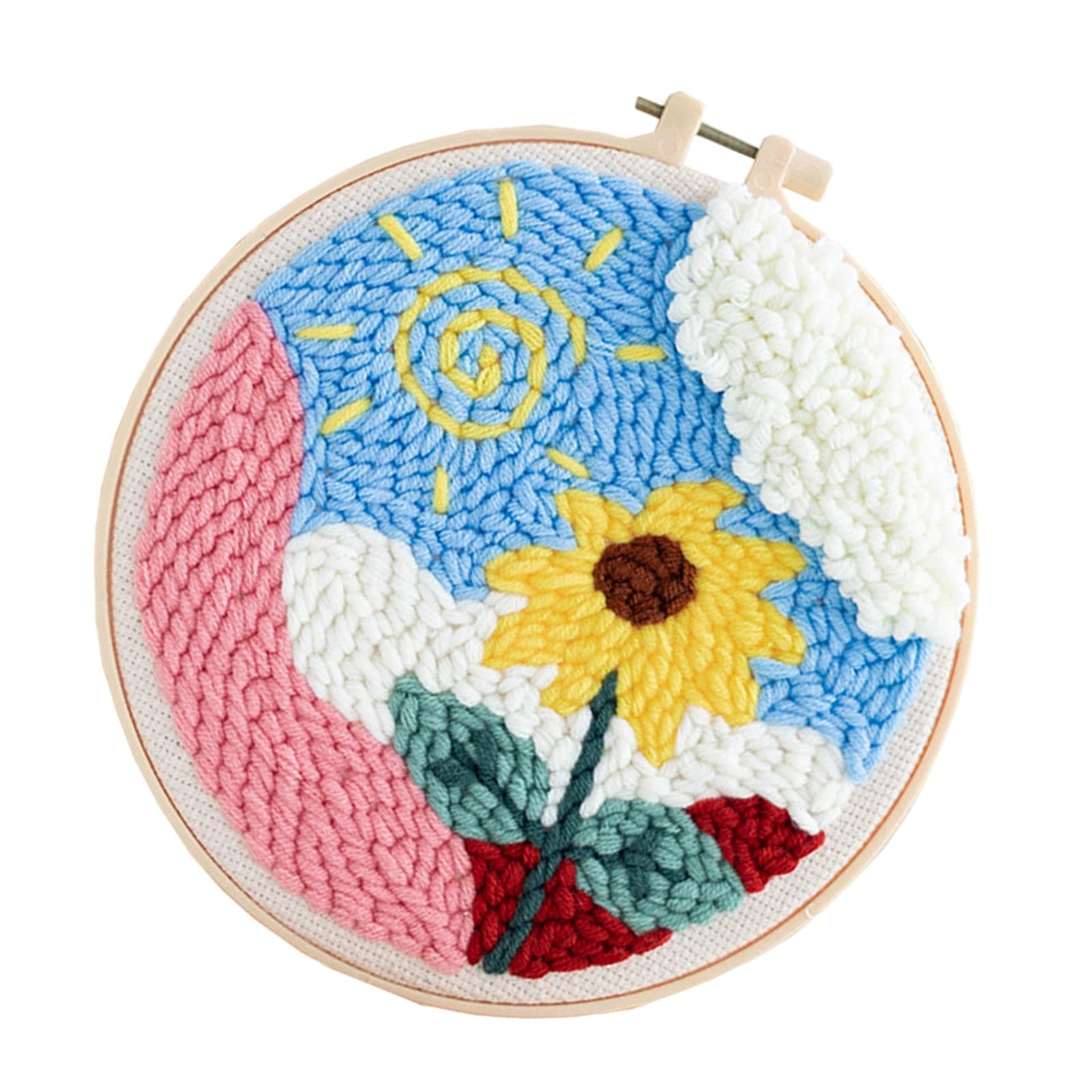 Punch Needle Embroidery Starter Kits Hooking Kit Basic Tools for Beginner Sunflower