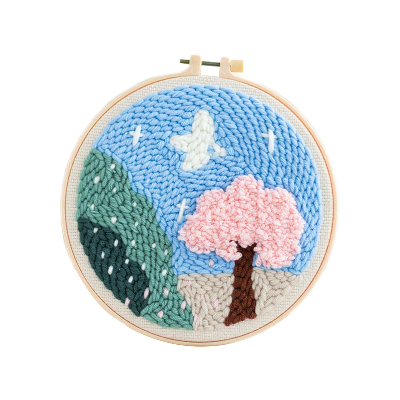 Punch Needle Embroidery Starter Kits Hooking Kit Basic Tools for Beginner Tree