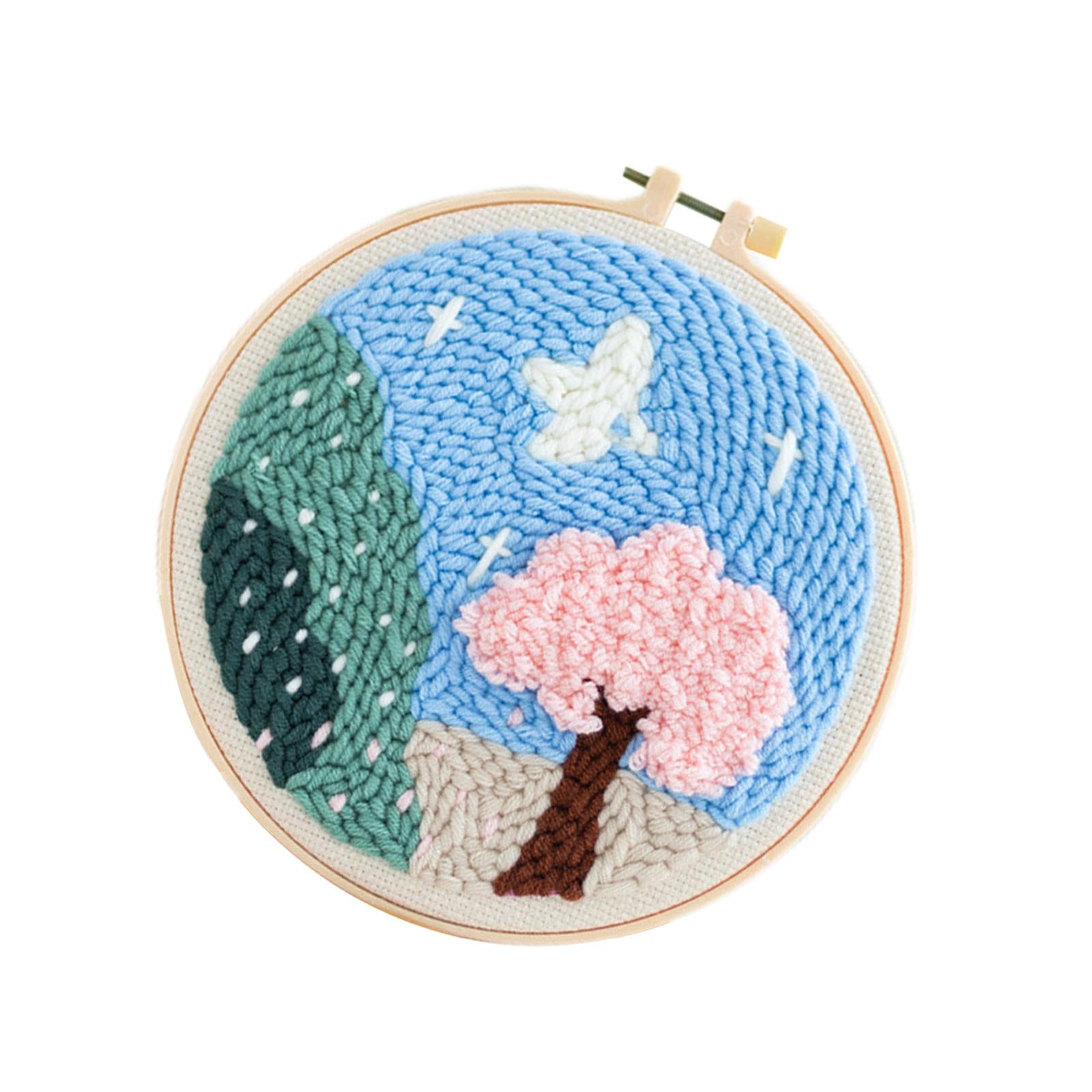 Punch Needle Embroidery Starter Kits Hooking Kit Basic Tools for Beginner Tree
