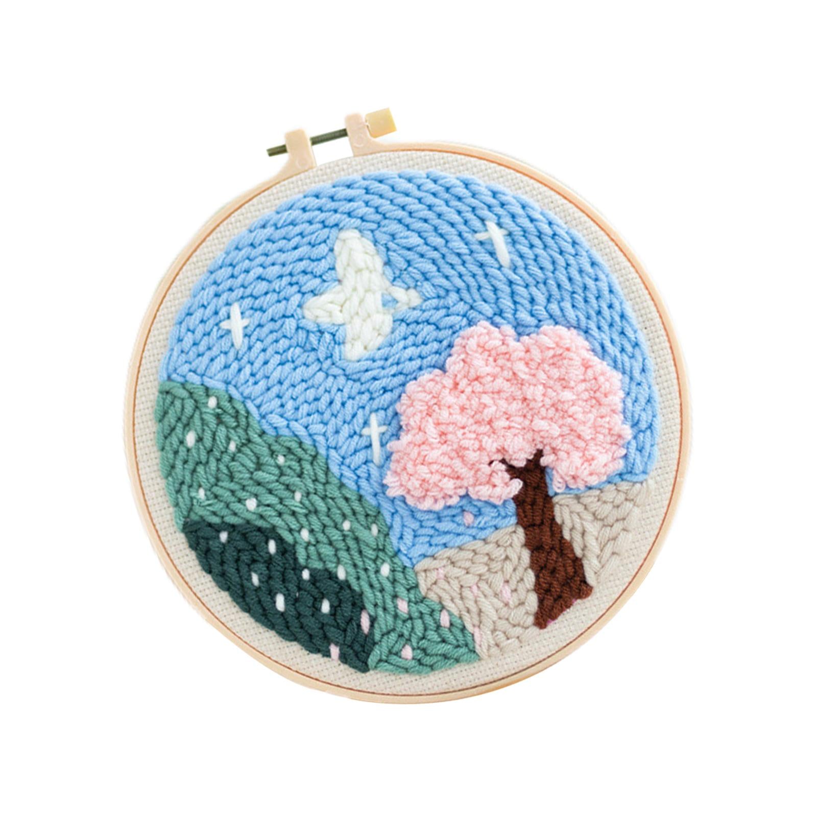 Punch Needle Embroidery Starter Kits Hooking Kit Basic Tools for Beginner Tree