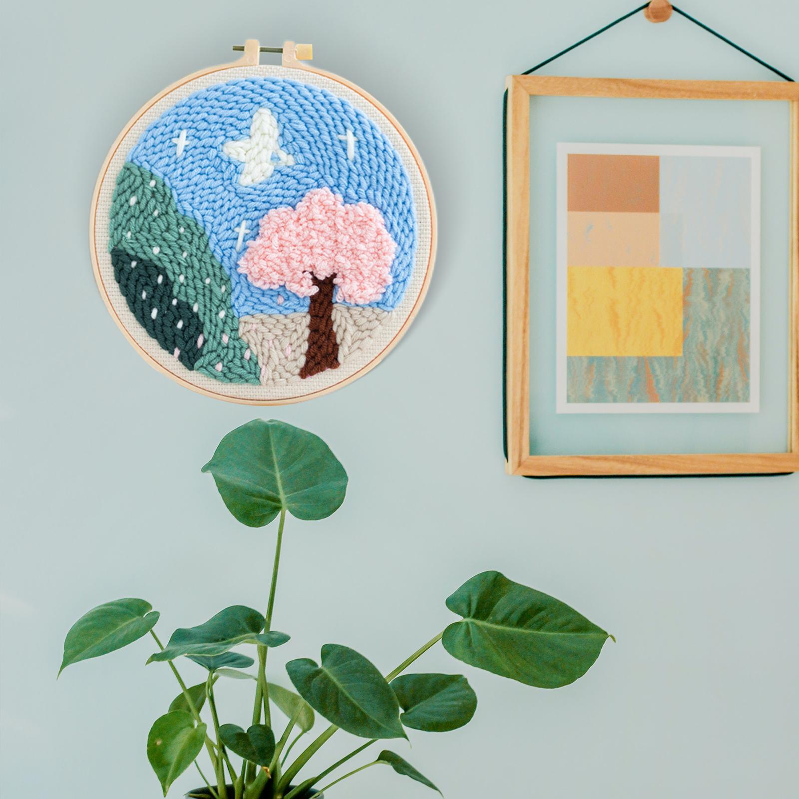 Punch Needle Embroidery Starter Kits Hooking Kit Basic Tools for Beginner Tree