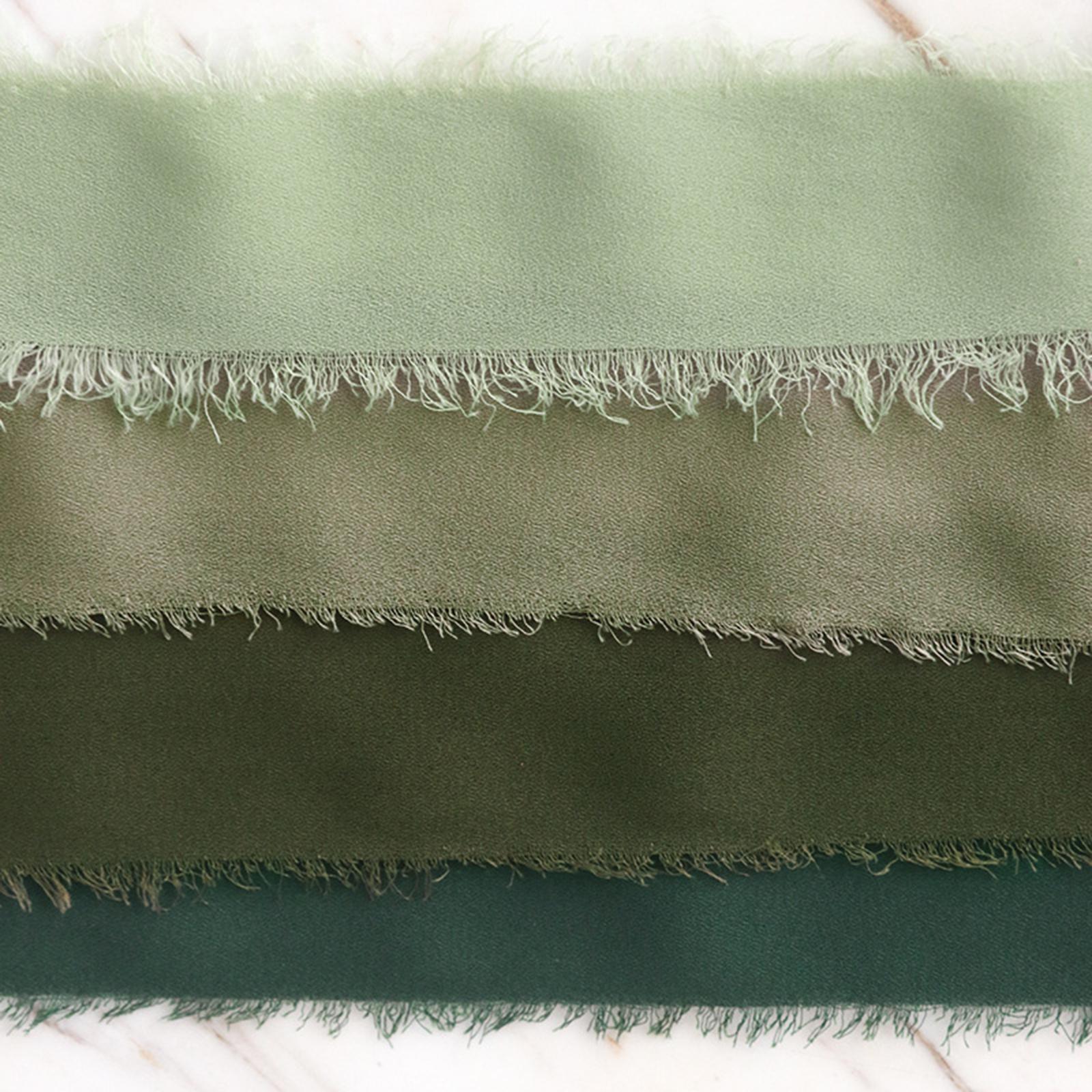 3 Rolls Fringe Chiffon Silk Ribbon 2 x 5 Yards Gifts Wrapping Green Series"
