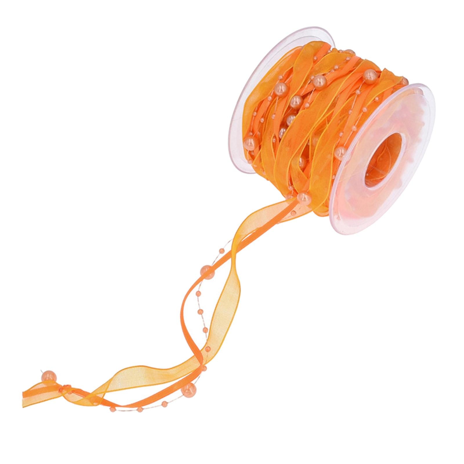 Bead Ribbon Chiffon Wrap Roll Applique Beaded for Clothing Sewing Party orange