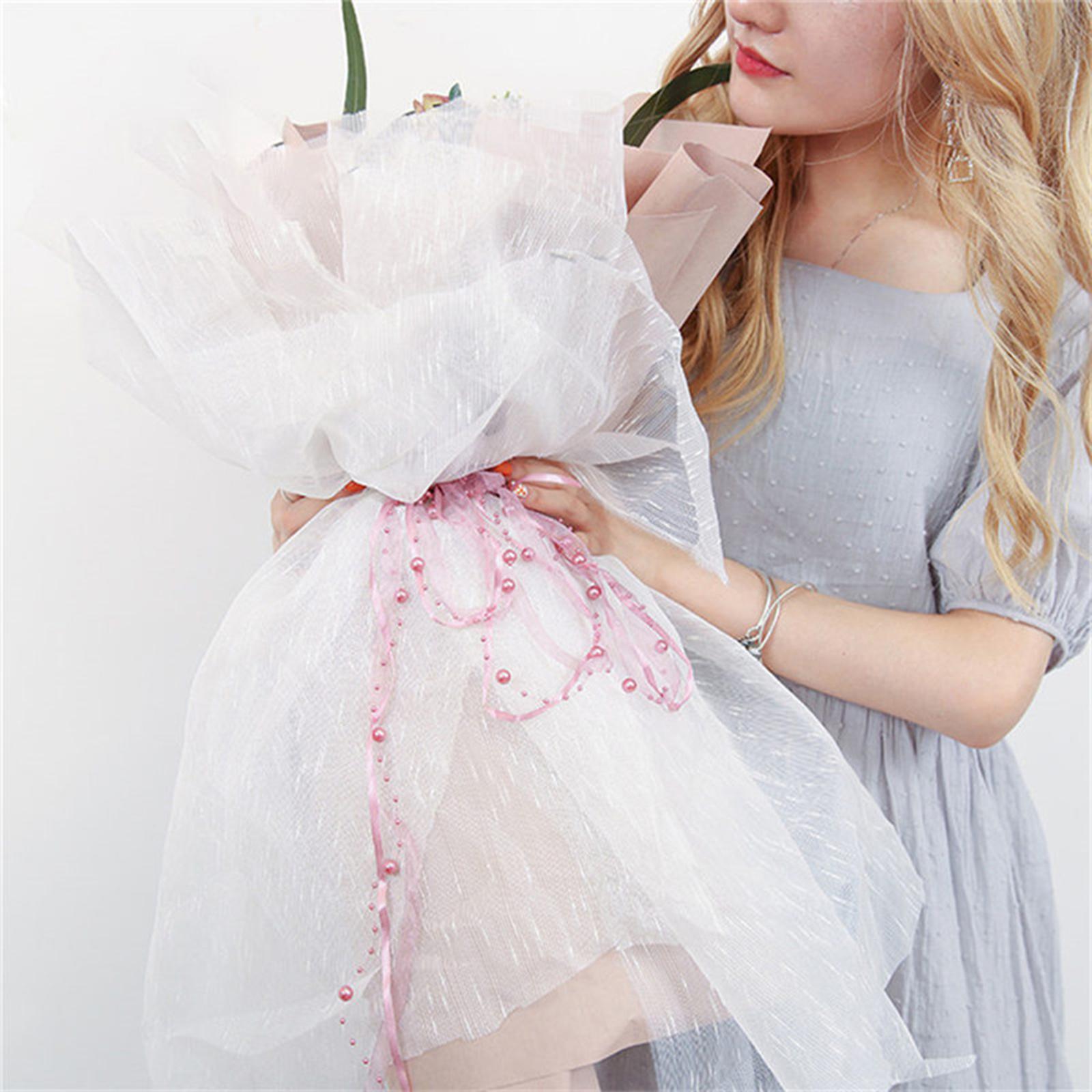 Bead Ribbon Chiffon Wrap Roll Applique Beaded for Clothing Sewing Party rose pink