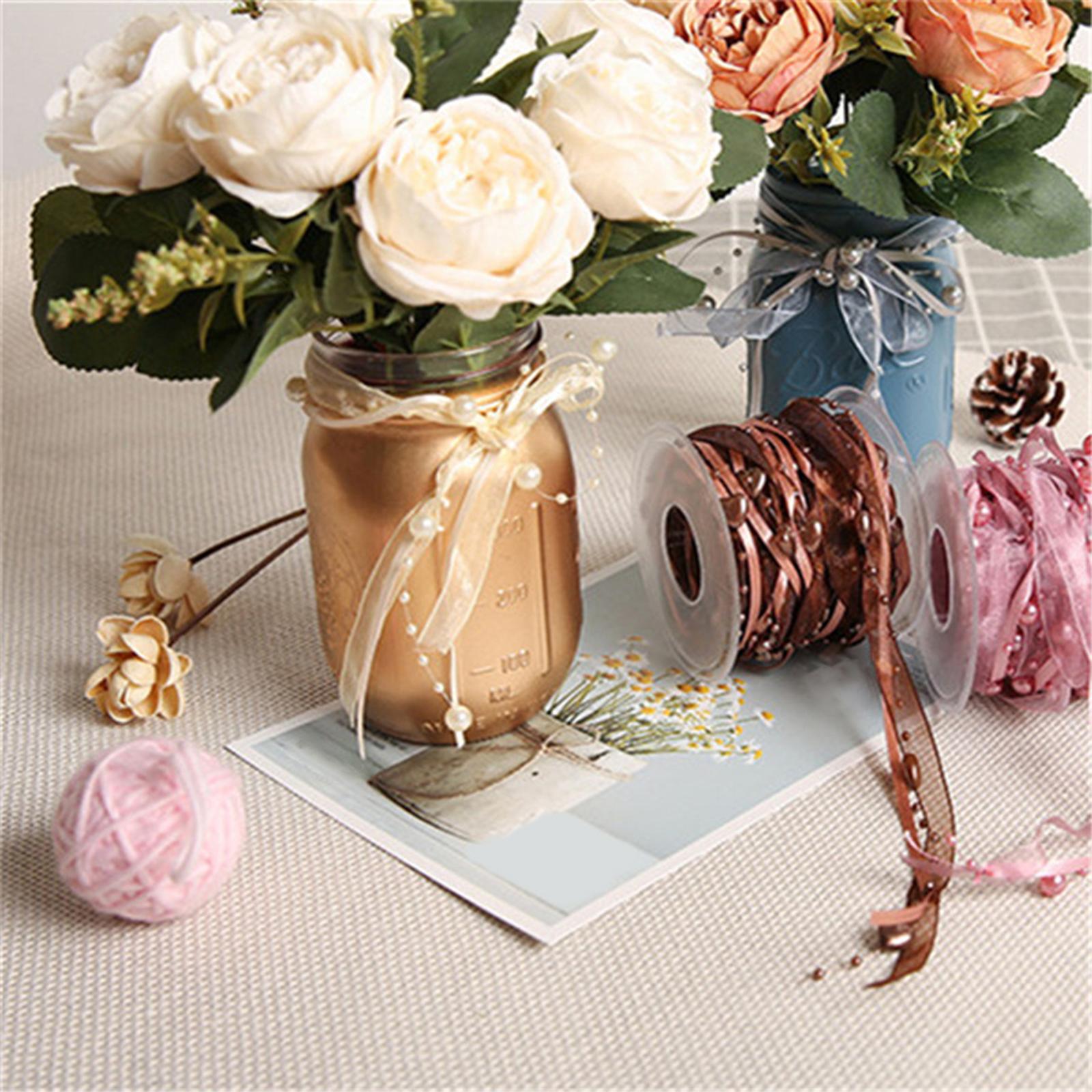 Bead Ribbon Chiffon Wrap Roll Applique Beaded for Clothing Sewing Party pink