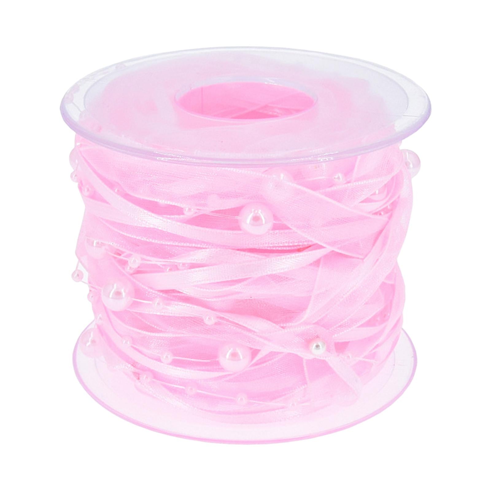 Bead Ribbon Chiffon Wrap Roll Applique Beaded for Clothing Sewing Party pink