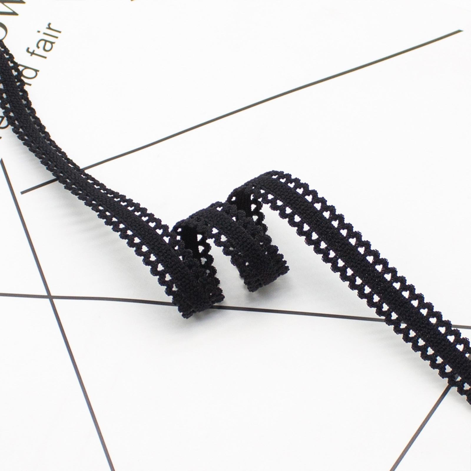 Lace Bias Tape 1 Roll 10 Yard Polyester String for Lingerie Hair Tie Couch Black