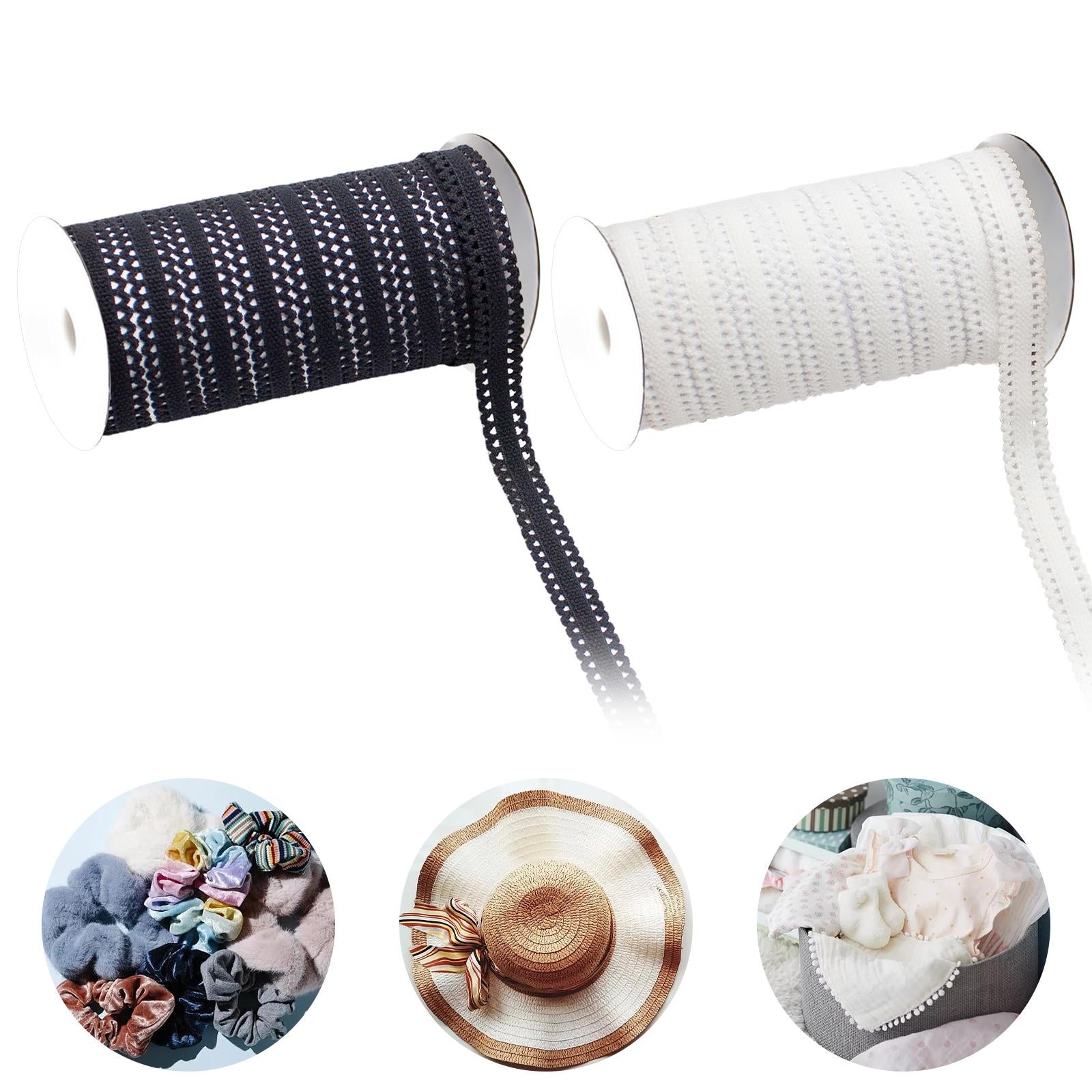 Lace Bias Tape 1 Roll 10 Yard Polyester String for Lingerie Hair Tie Couch Black