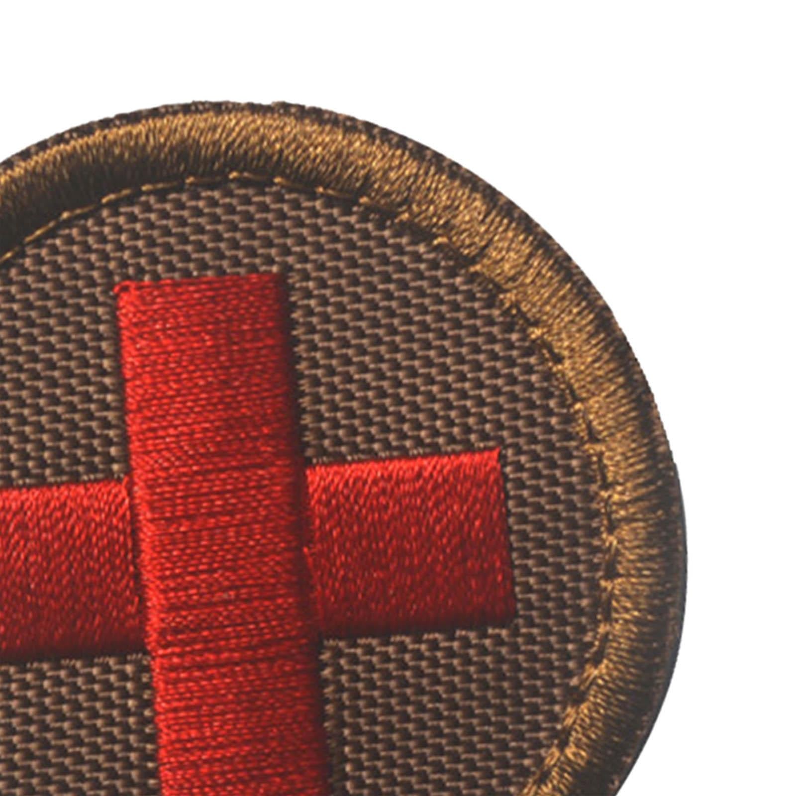 Red Cross Patch Nurse Durable Fastener for Mountaineering Fishing Hunting Brown