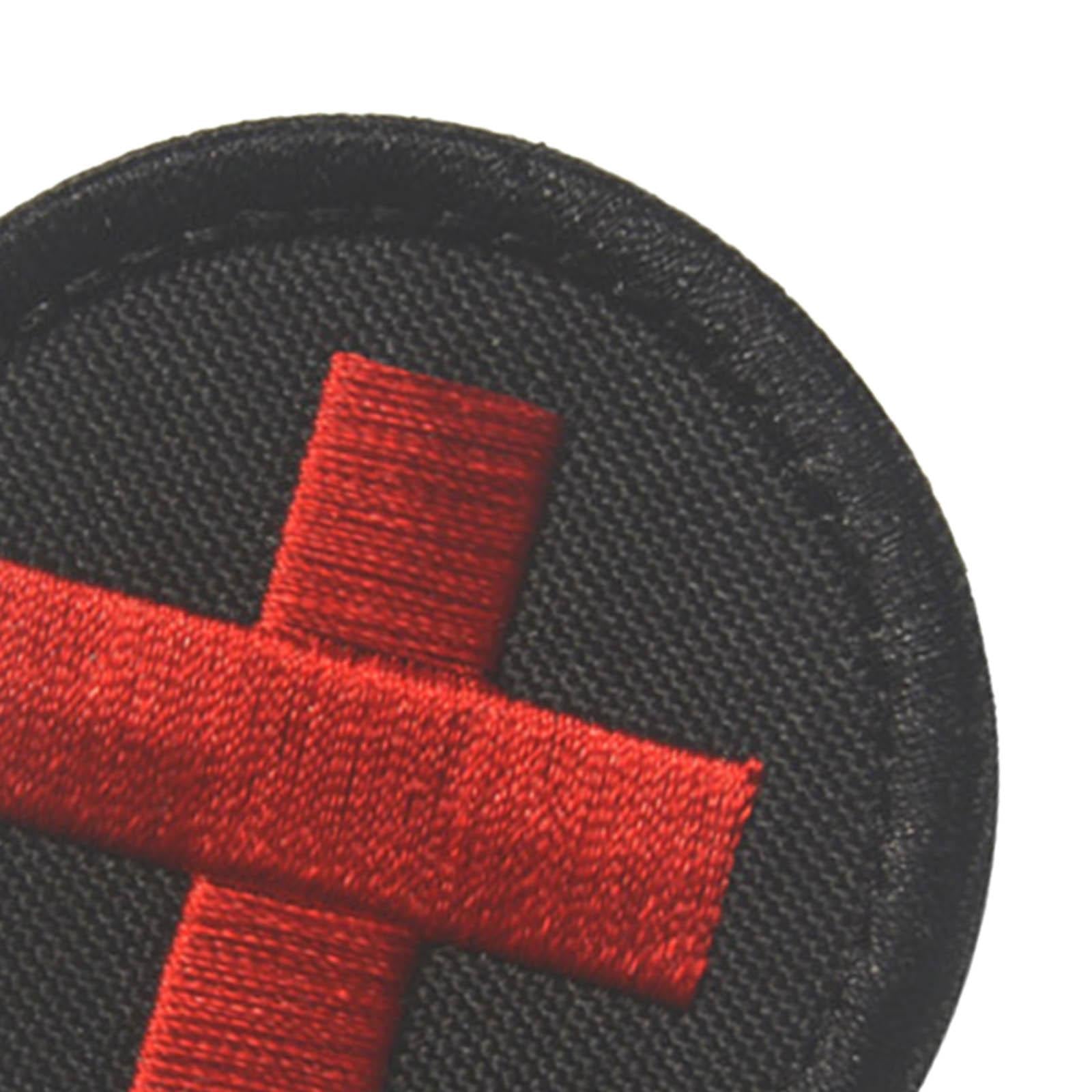 Red Cross Patch Nurse Durable Fastener for Mountaineering Fishing Hunting Black