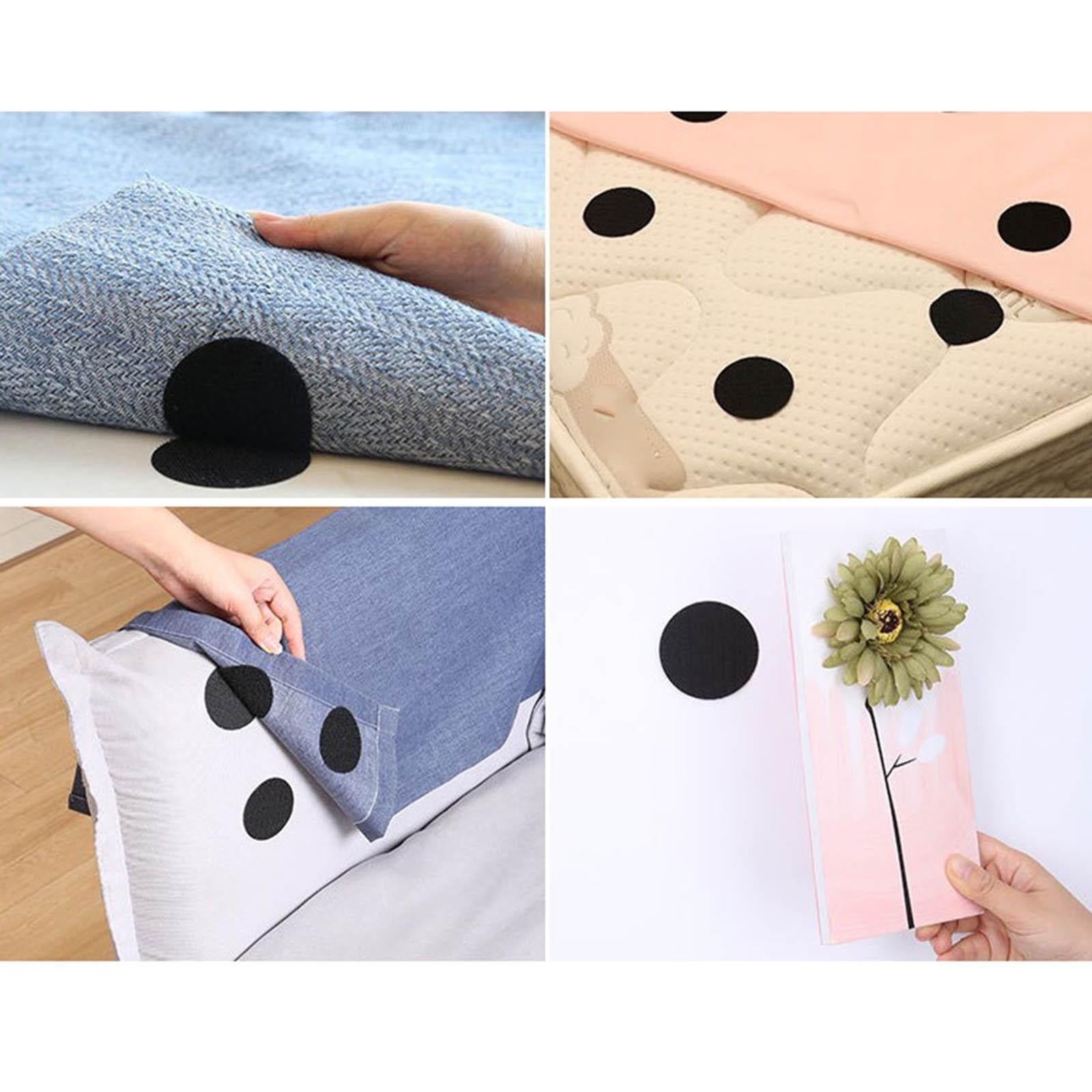 30 Pairs Adhesive Dots Tape Sticker Round Coins for Linens Carpet Sofa Black