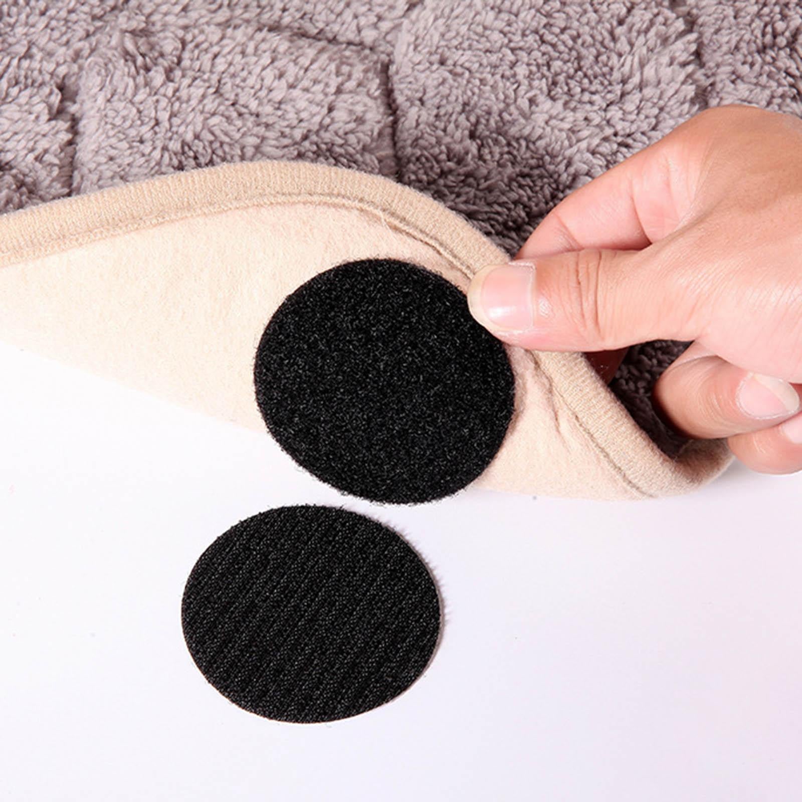 30 Pairs Adhesive Dots Tape Sticker Round Coins for Linens Carpet Sofa Black