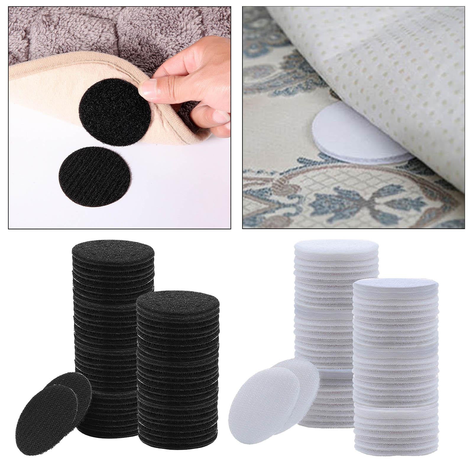 30 Pairs Adhesive Dots Tape Sticker Round Coins for Linens Carpet Sofa Black