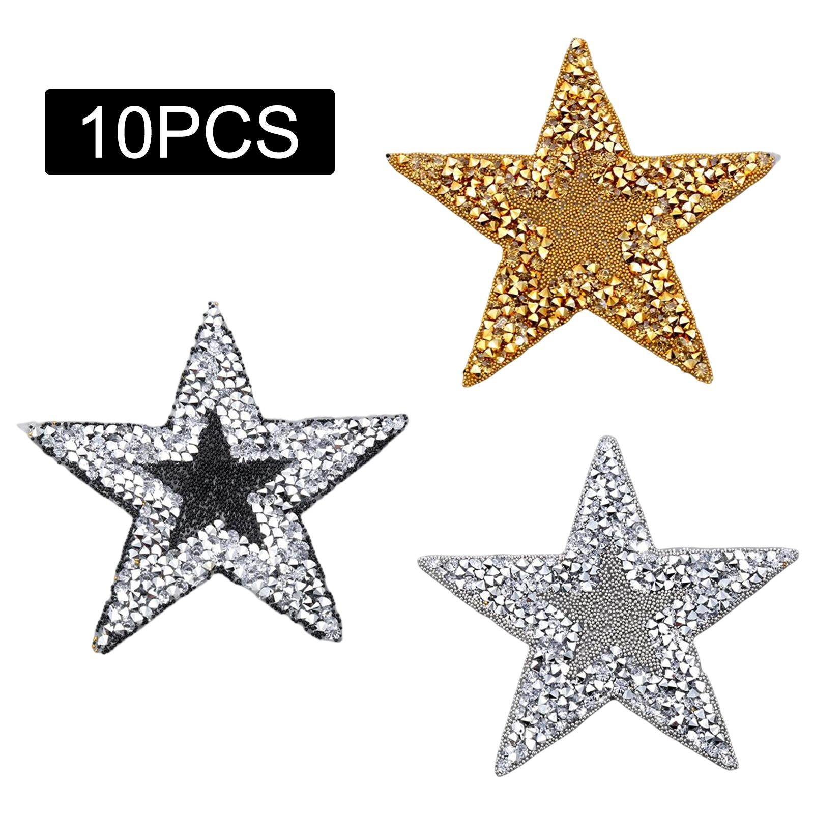 10x Rhinestone Star Patches Appliques Repair Sewing Accessories Golden
