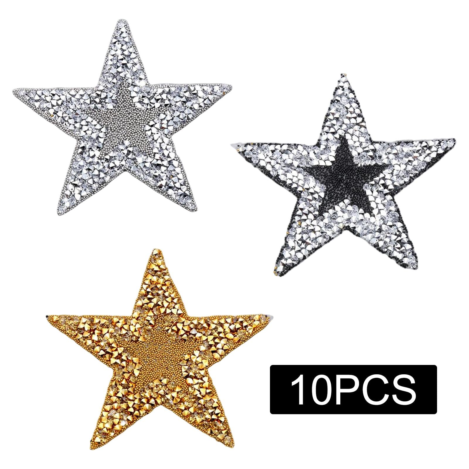 10x Rhinestone Star Patches Appliques Repair Sewing Accessories Golden