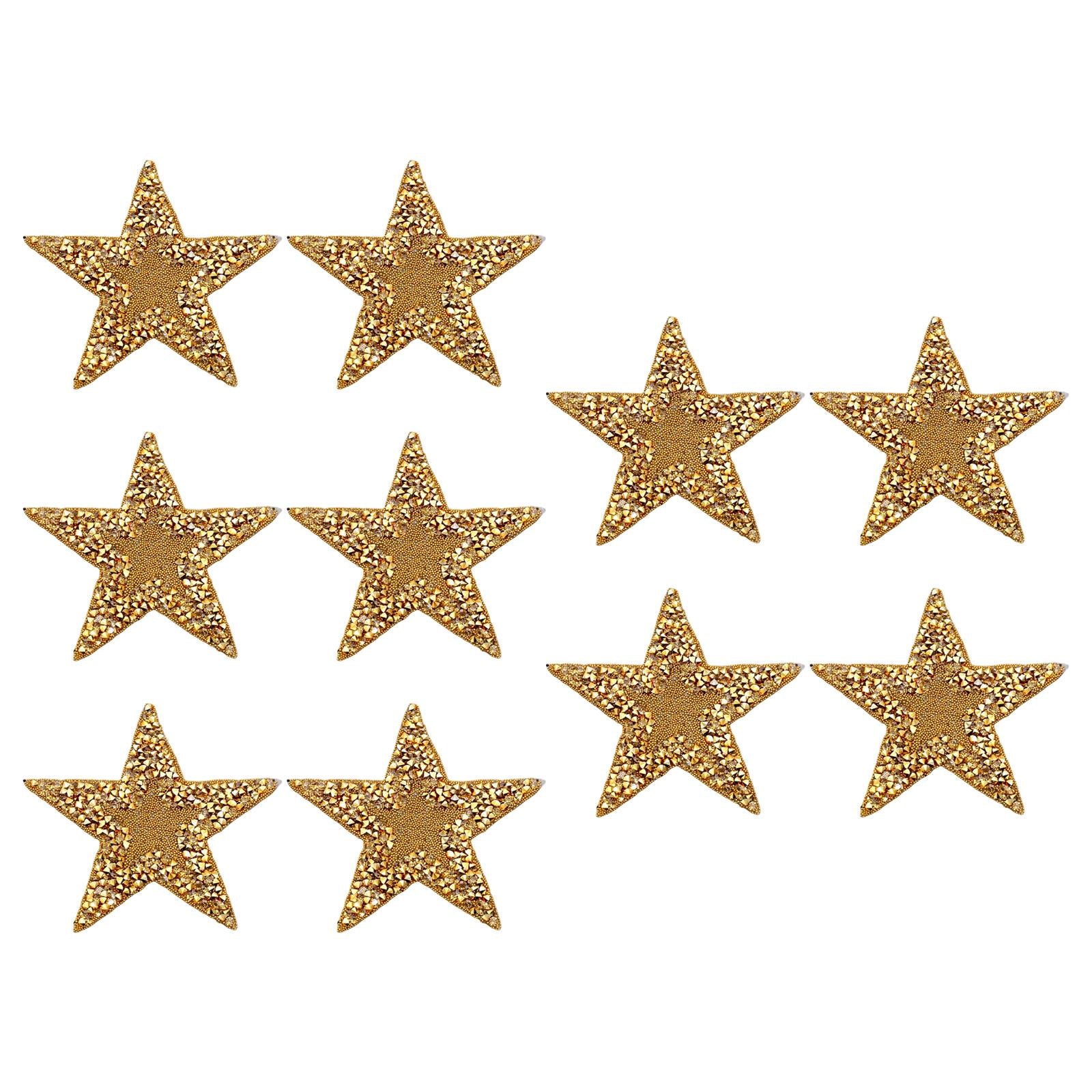 10x Rhinestone Star Patches Appliques Repair Sewing Accessories Golden