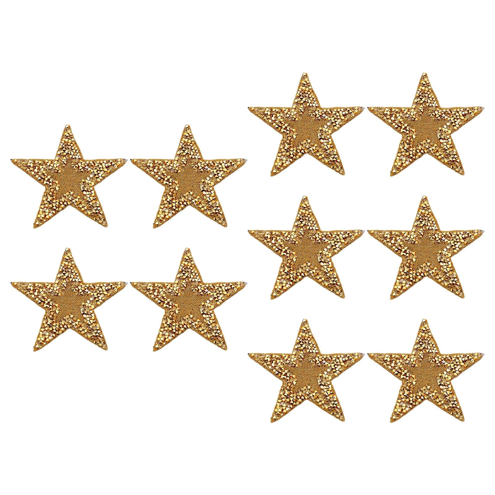 10x Rhinestone Star Patches Appliques Repair Sewing Accessories Golden