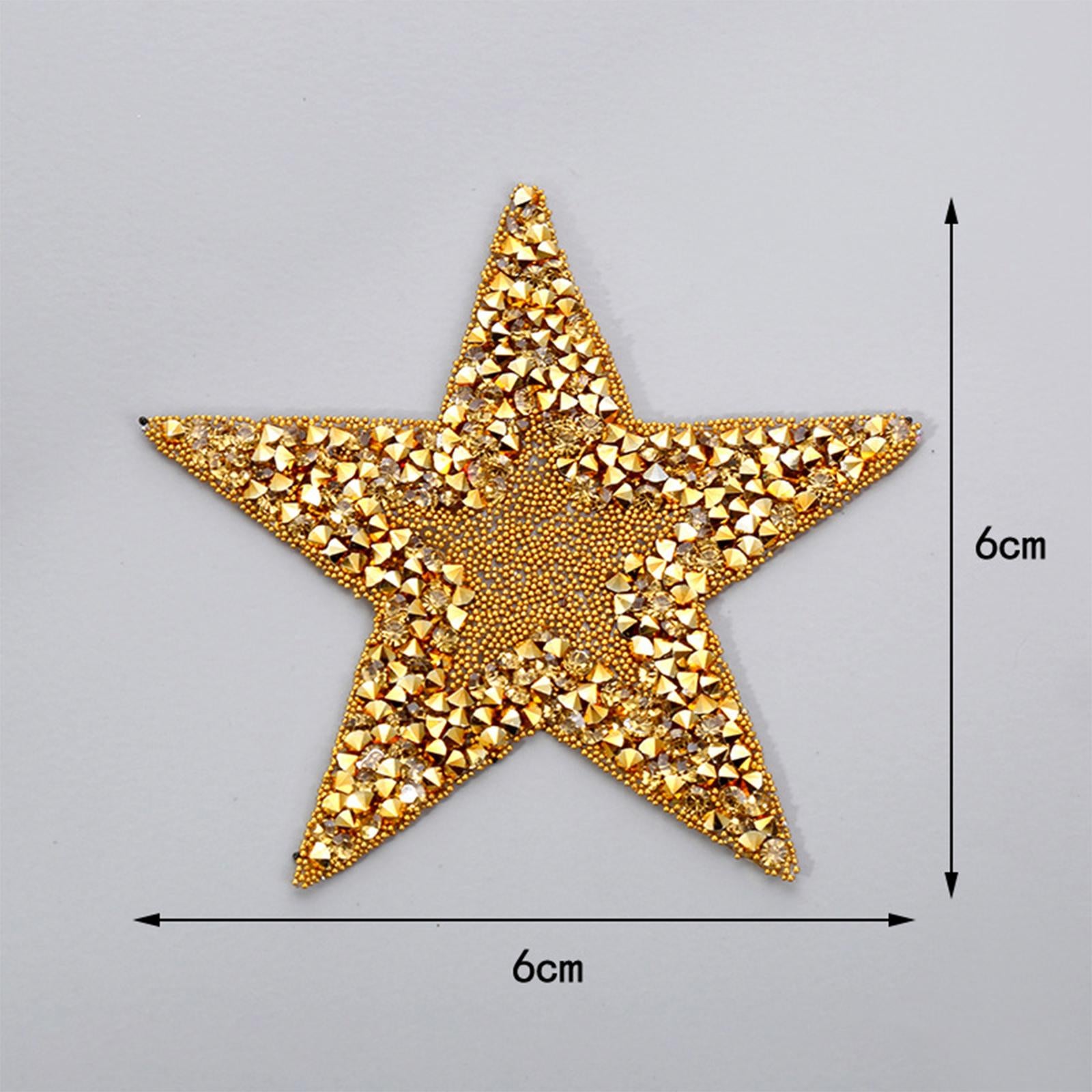 10x Rhinestone Star Patches Appliques Repair Sewing Accessories Golden