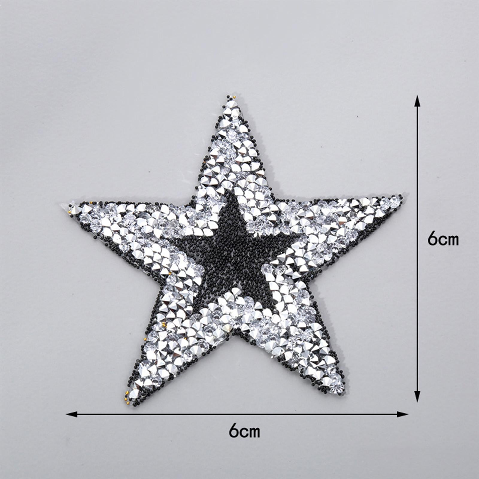 10x Rhinestone Star Patches Appliques Repair Sewing Accessories Silver Black