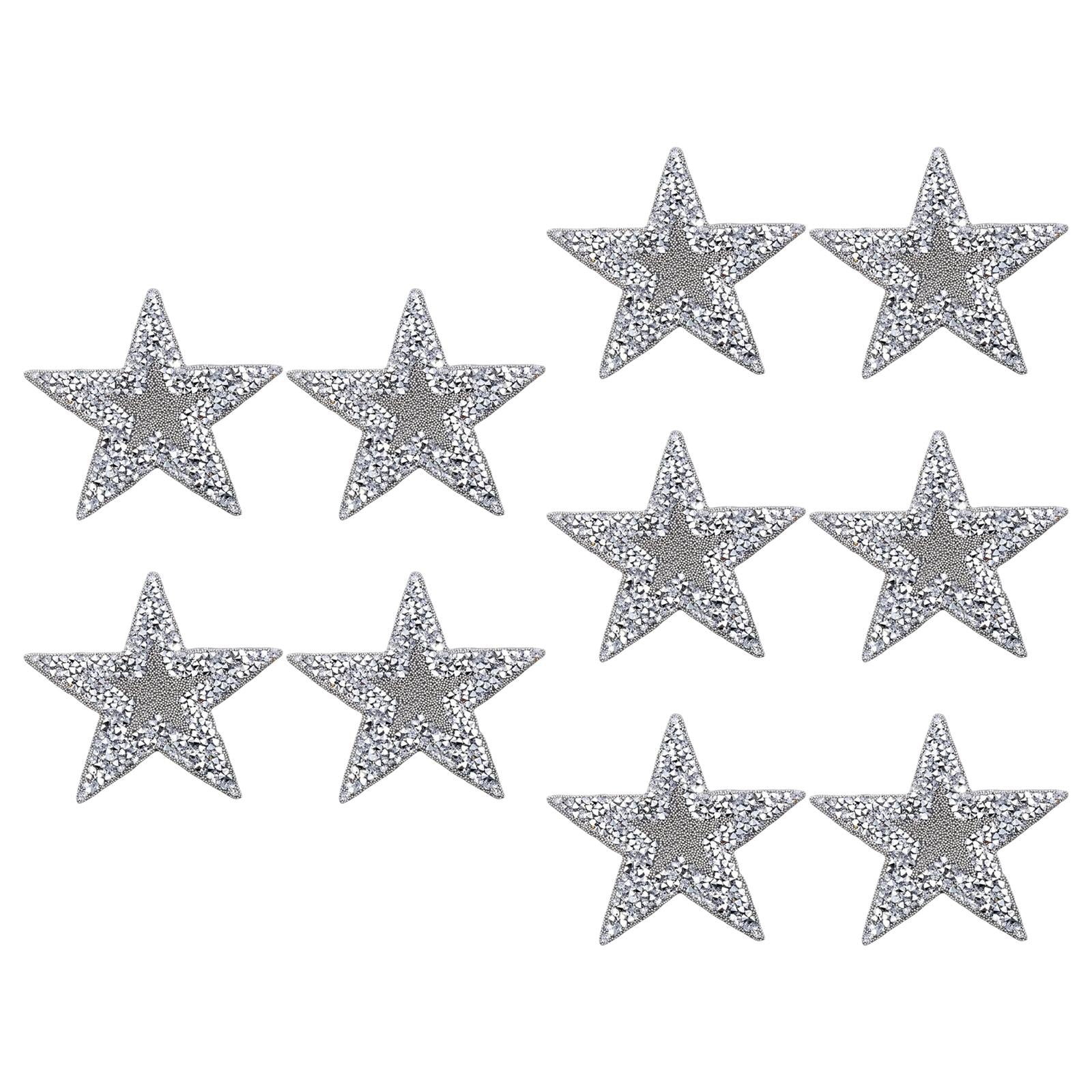 10x Rhinestone Star Patches Appliques Repair Sewing Accessories Silver