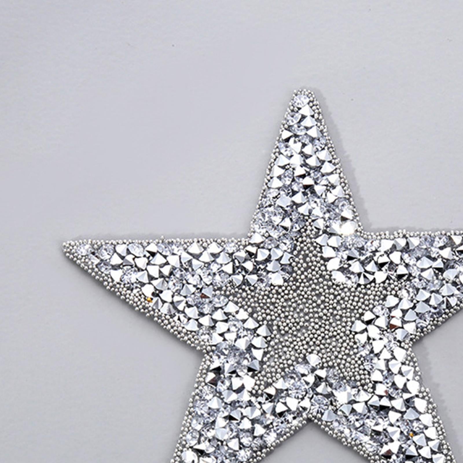 10x Rhinestone Star Patches Appliques Repair Sewing Accessories Silver