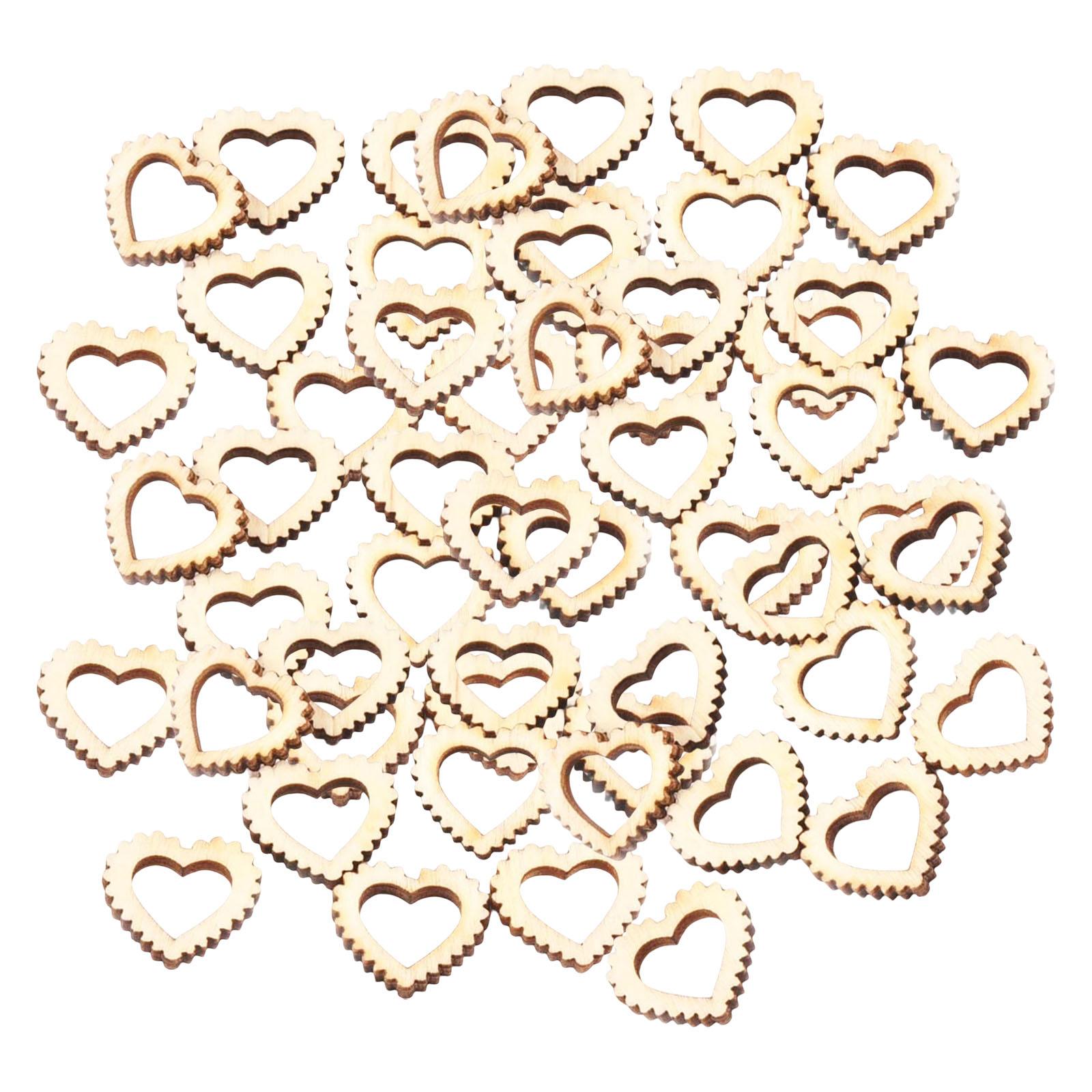 50Pcs Natural Heart Shapes Hollow Craft Decorations Wedding Valentine Sign