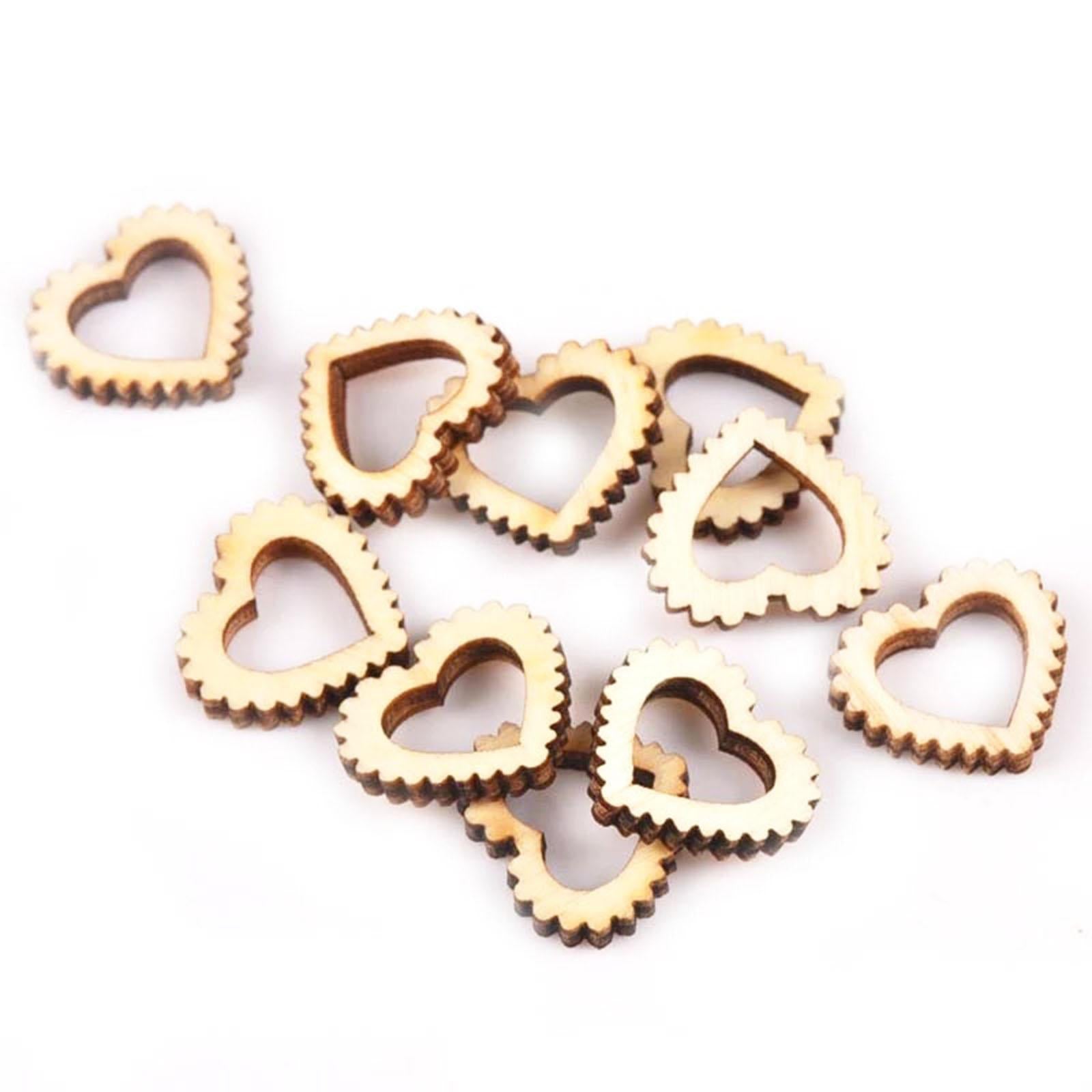 50Pcs Natural Heart Shapes Hollow Craft Decorations Wedding Valentine Sign
