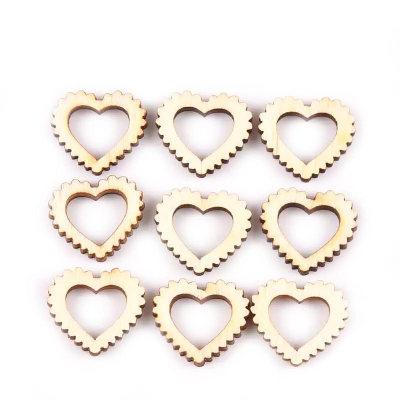 50Pcs Natural Heart Shapes Hollow Craft Decorations Wedding Valentine Sign