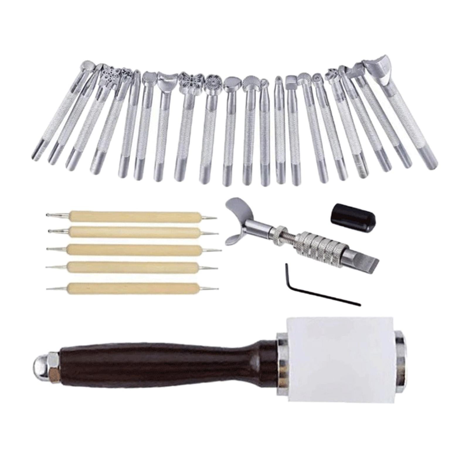 Leather Stamp Tools DIY Leather Craft Hammer Stitching Leather Working Kit