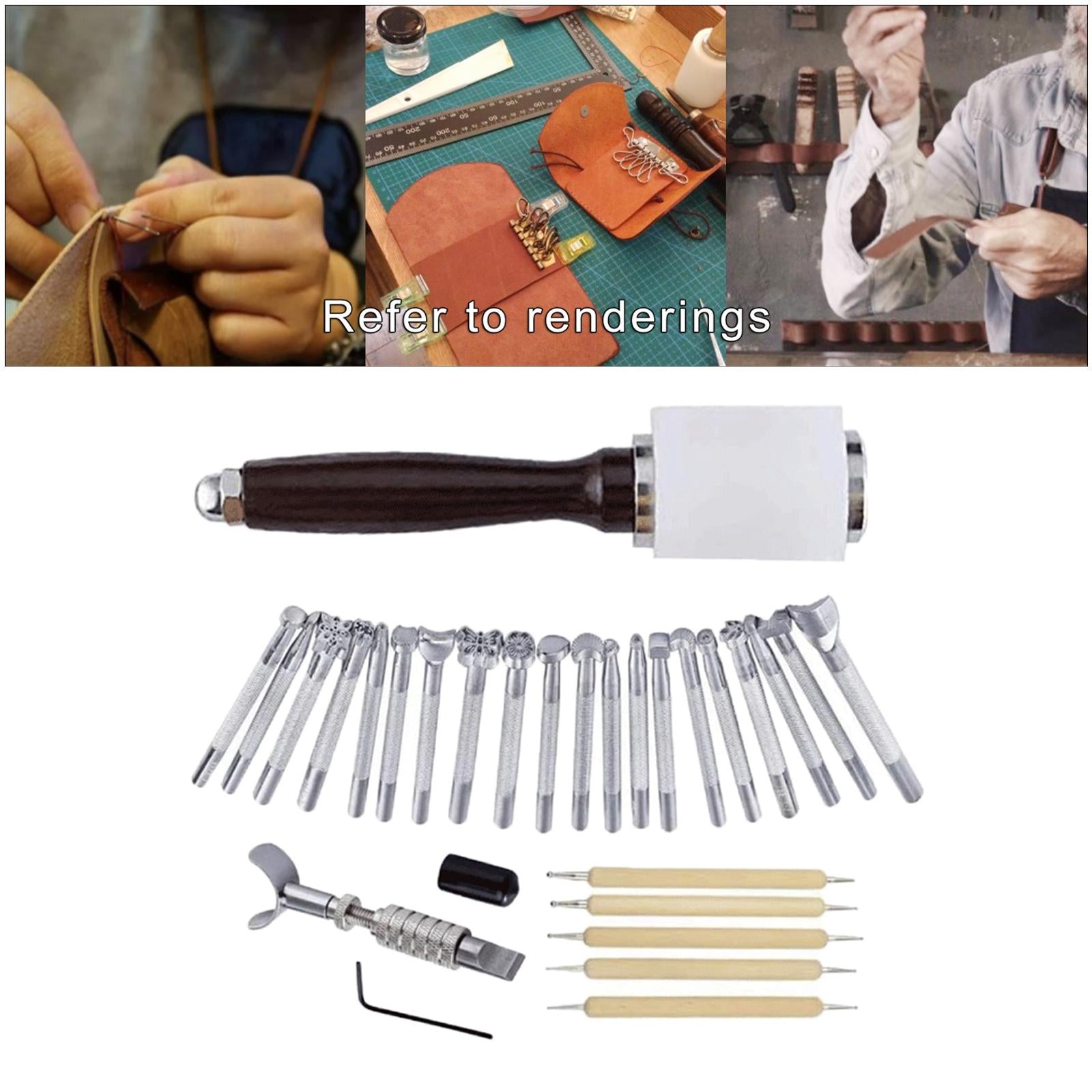 Leather Stamp Tools DIY Leather Craft Hammer Stitching Leather Working Kit