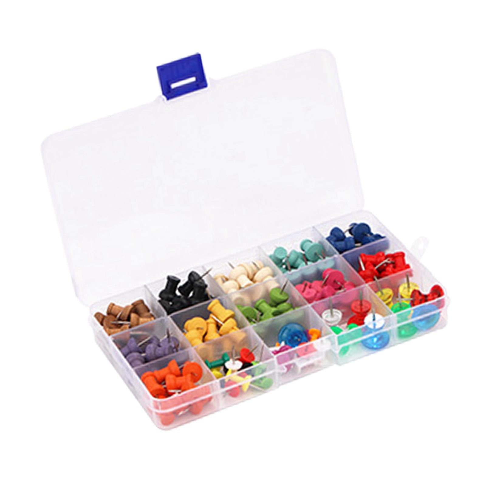 12/15 Grids Push Pins Thumbtacks Plastic Head for Home Fabric Marking Office 15 Grids