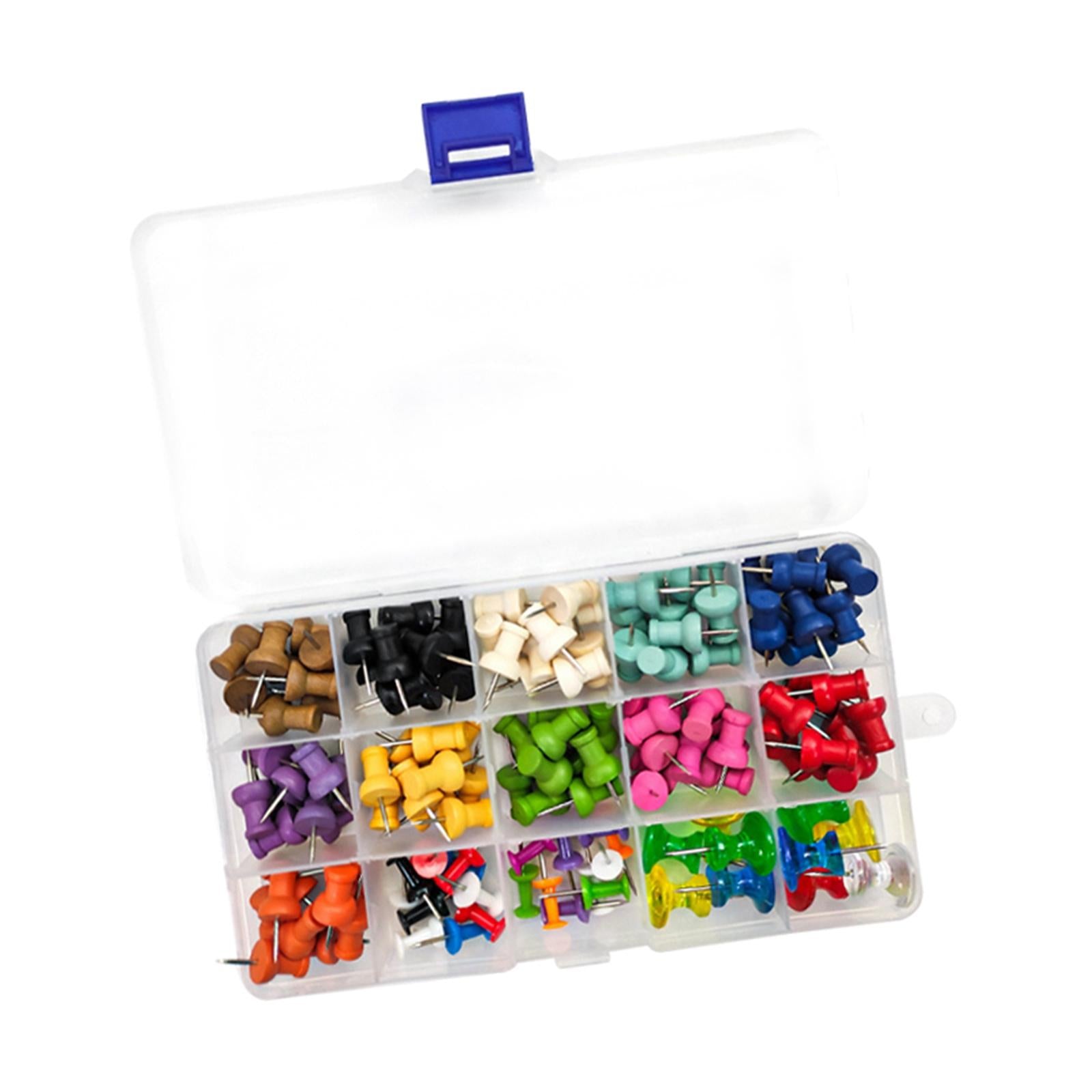 12/15 Grids Push Pins Thumbtacks Plastic Head for Home Fabric Marking Office 15 Grids