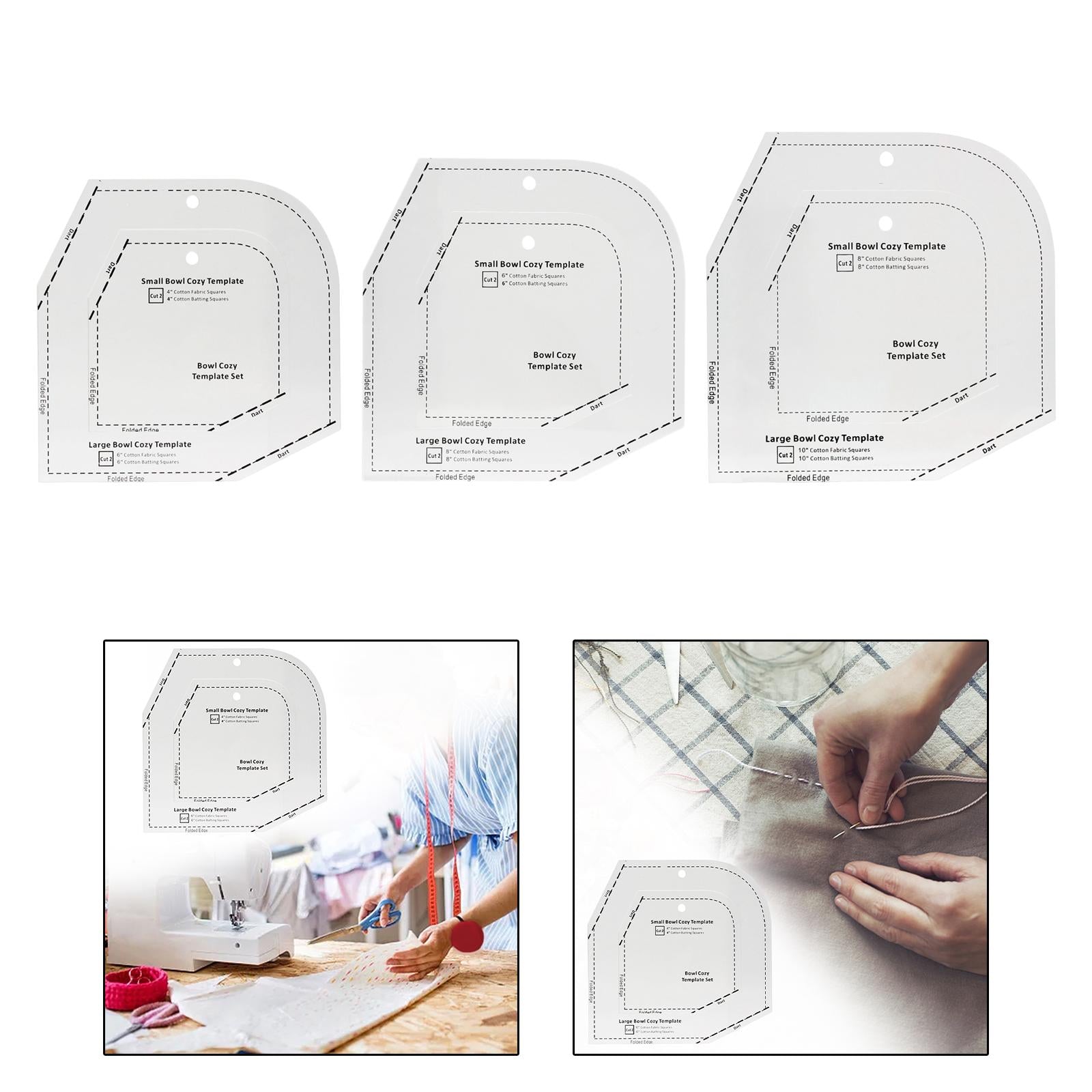 Bowl Cozy Template DIY Craft Clear Acrylic Patchwork Ruler 6x6x0.12inch