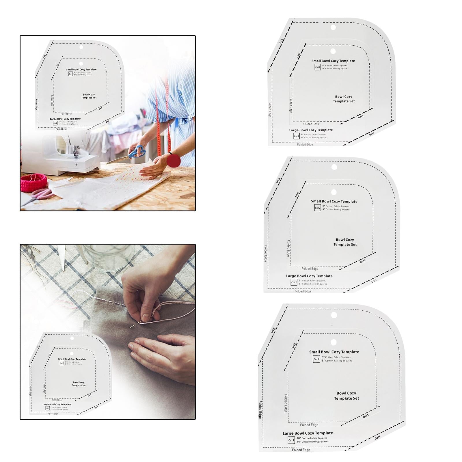 Bowl Cozy Template DIY Craft Clear Acrylic Patchwork Ruler 6x6x0.12inch