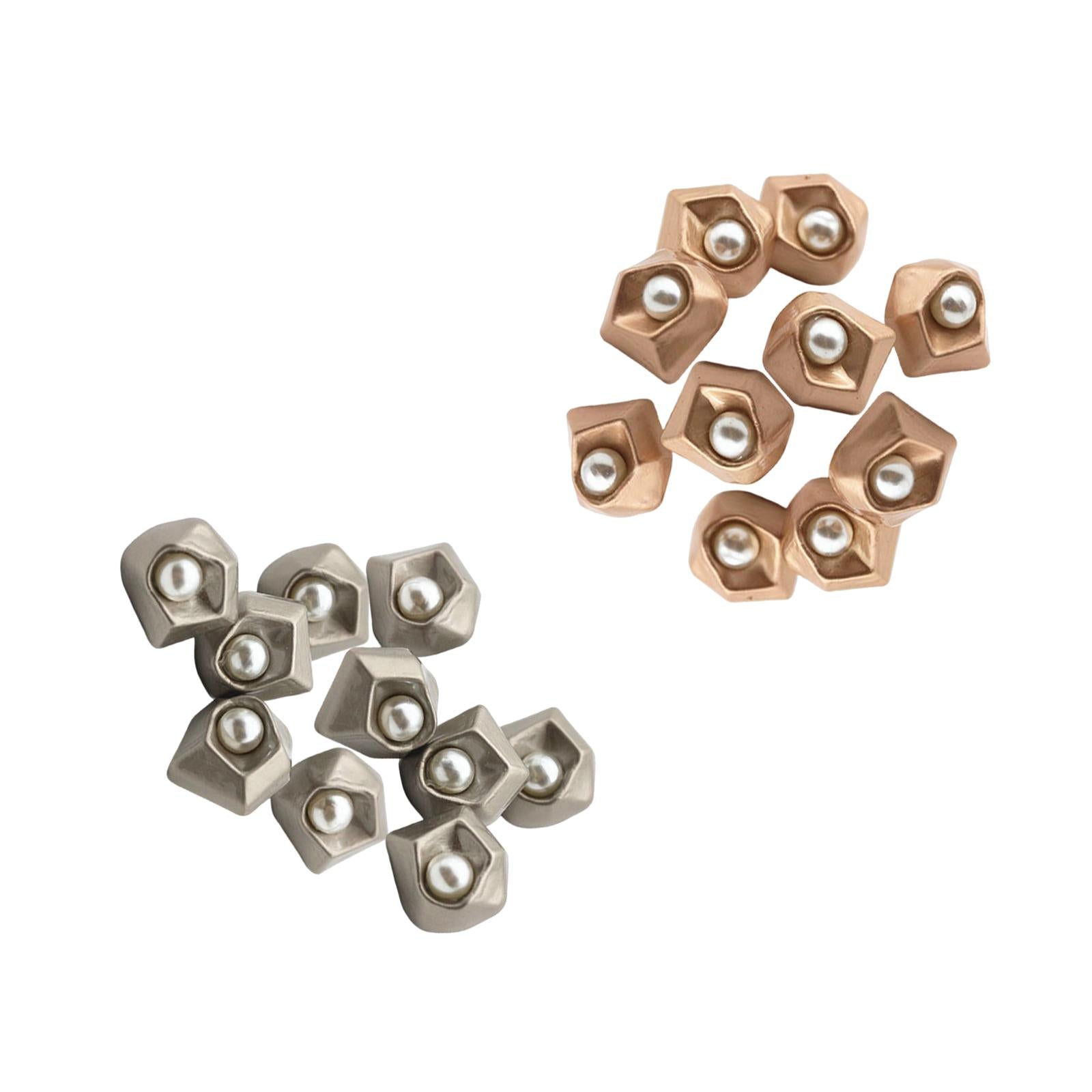10Pcs Pearl Buttons Sewing Fasteners Decoration for DIY Crafting Gold